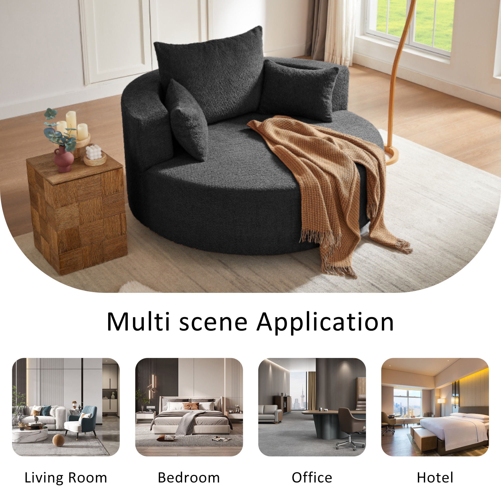 360° Swivel Chair Accent Barrel Chair With Removable Pillows