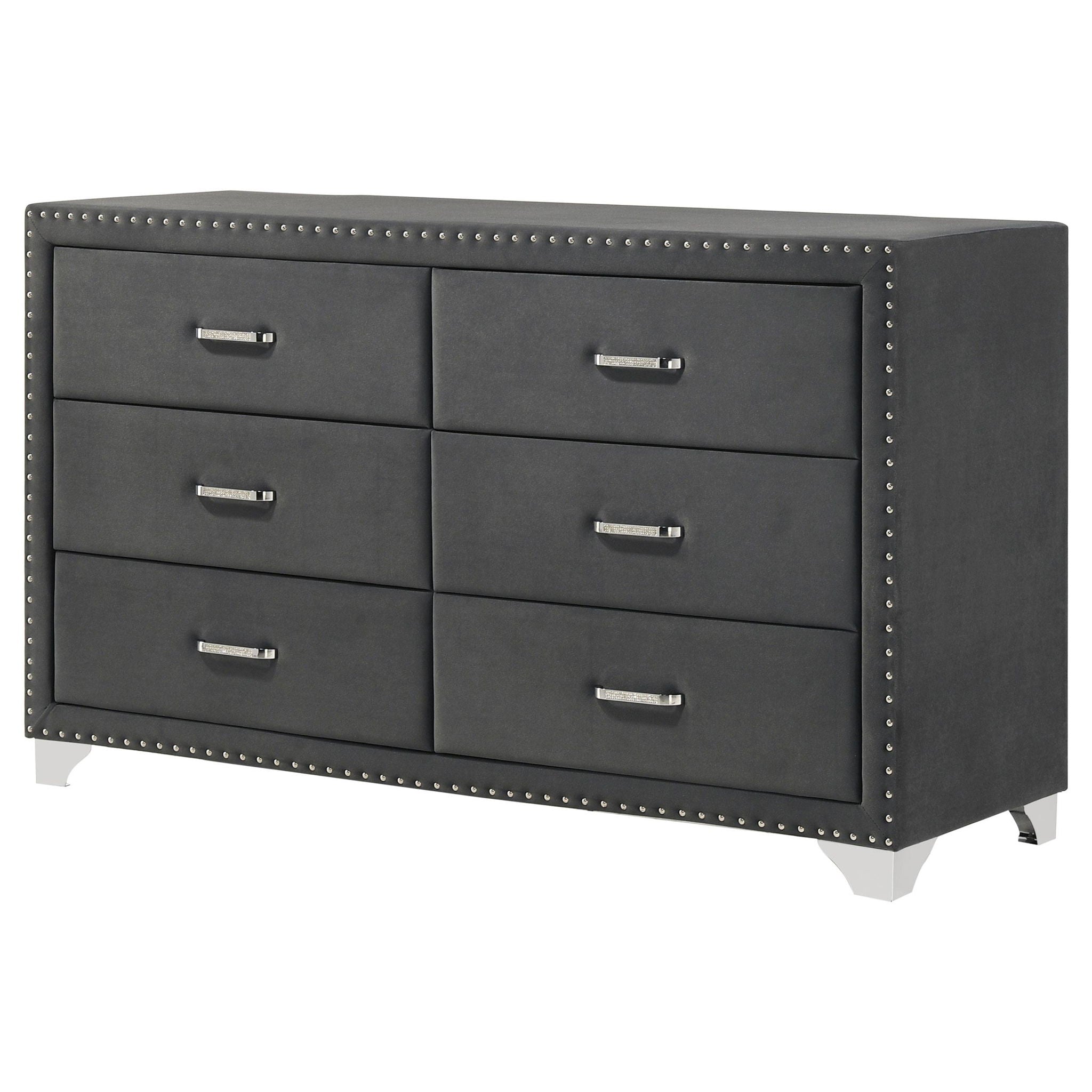 Melody 6-drawer Upholstered Dresser Grey
