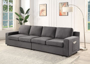 Waylon 119"W Gray Linen 4-Seater Sofa with Pockets