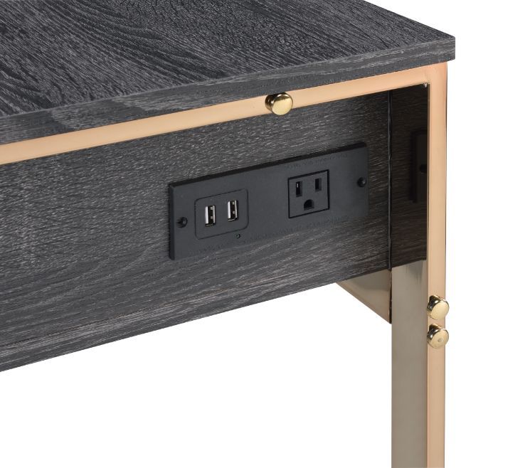 ACME Perle - Writing Desk - Champagne Gold & Black Finish | Meri Furniture