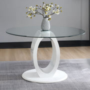 Larry - Glass Top Round Dining Table - White High Gloss