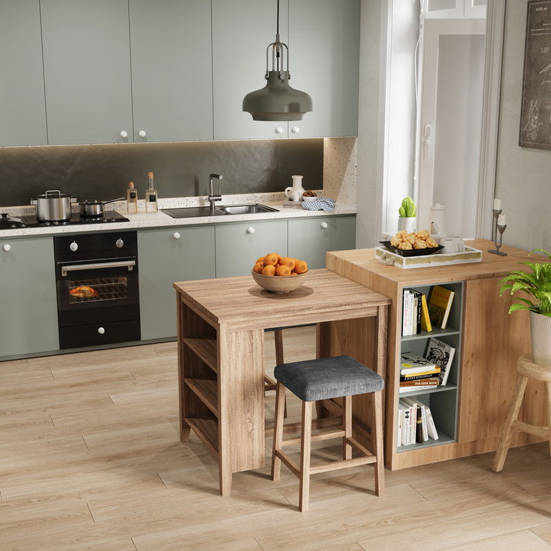 Dawson 36" Oak Finish 3-PC Counter Height Table Set