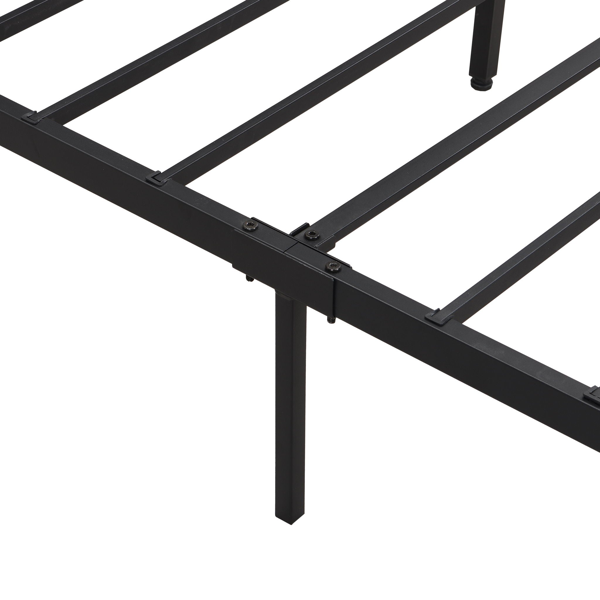 Modern Metal Platform Bed Frame With Wooden Headboard, USB Charging Station, Storage Drawers