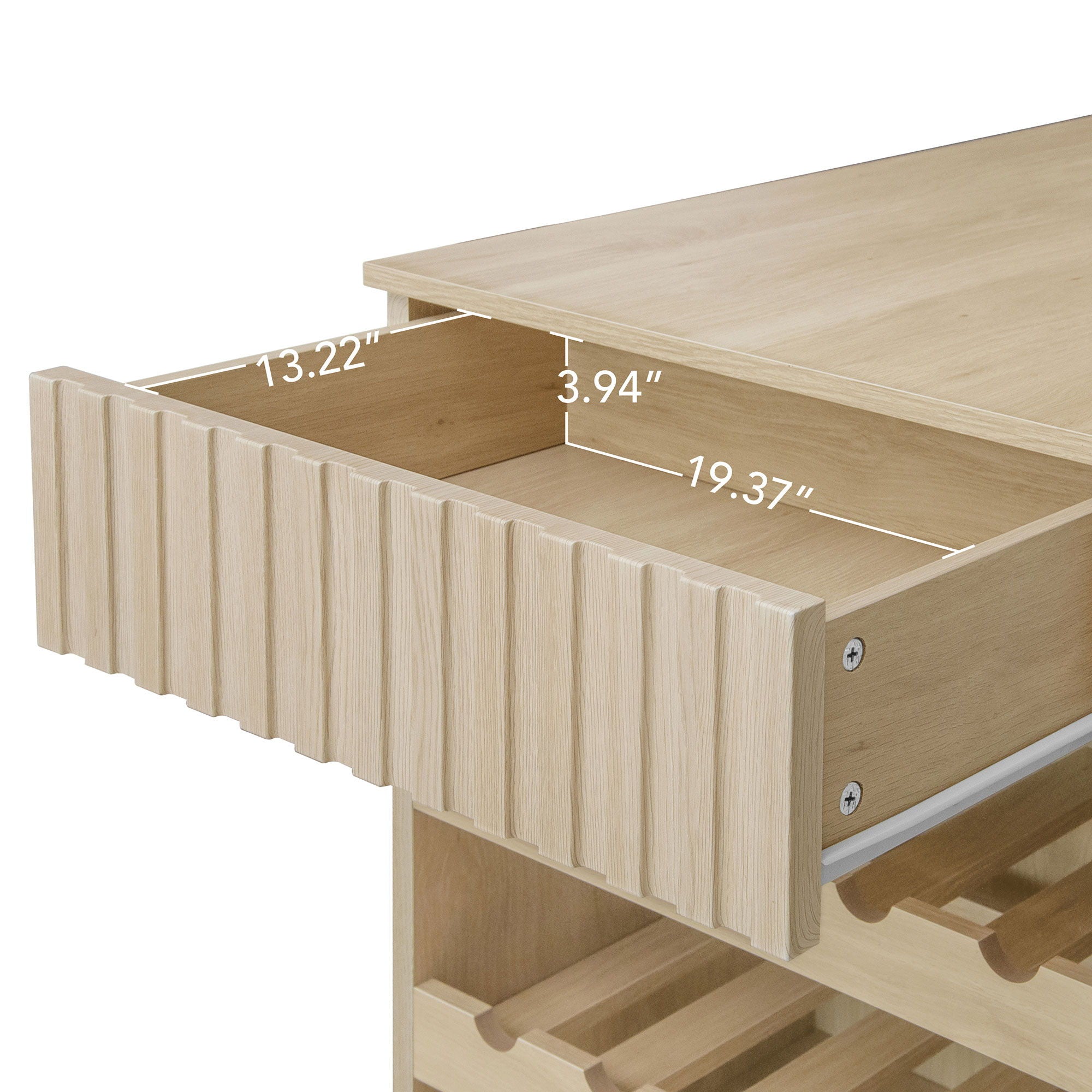 Kitchen Island Cart, Rolling Serving Utility Trolley Cart Modern Kitchen Island With Storage Drawer Wine Rack Lockable Casters, Kitchen Cart For Kitchen, Dining Room, Bar Living Room - Natural