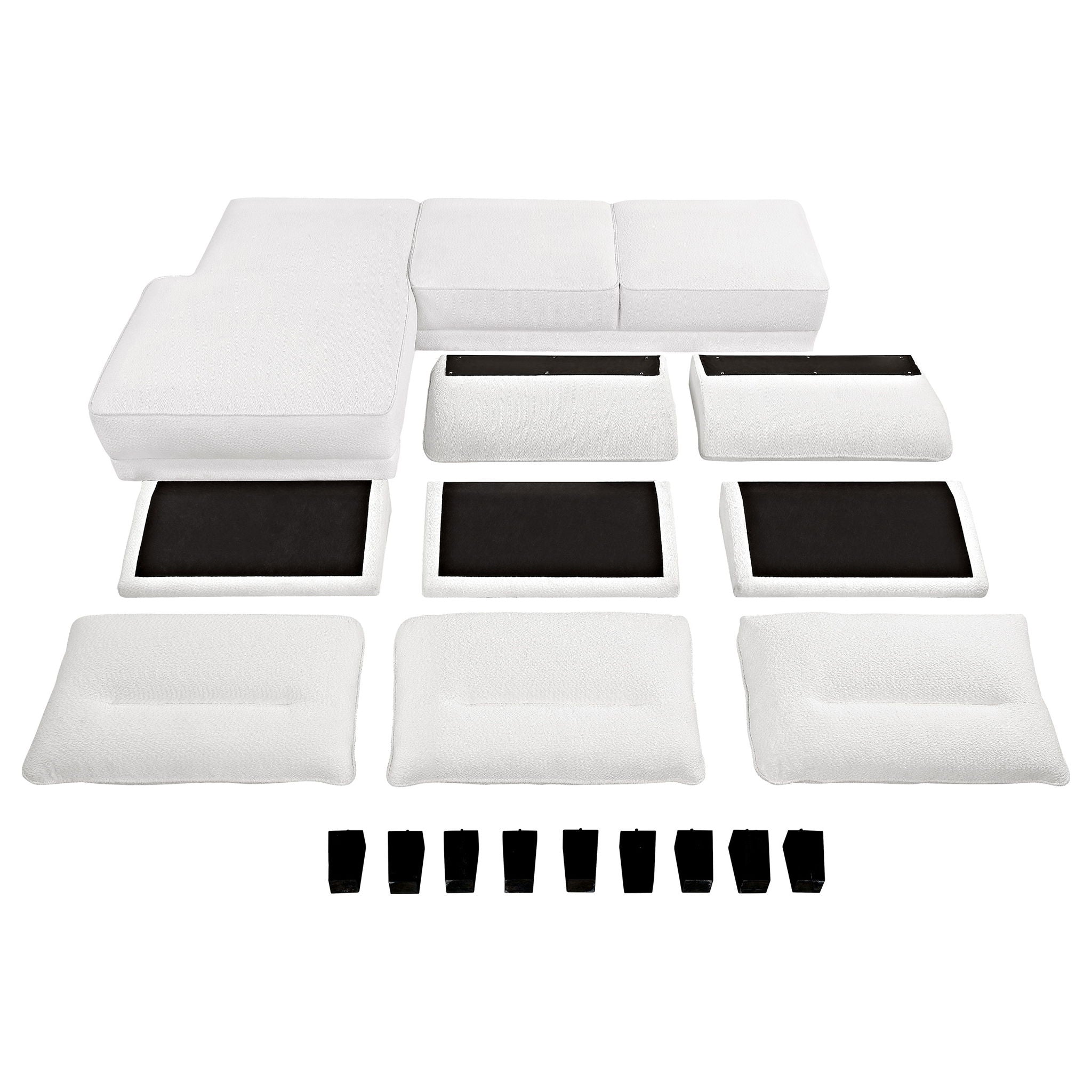 Granholm - Upholstered Curved Arm Sectional Sofa - White