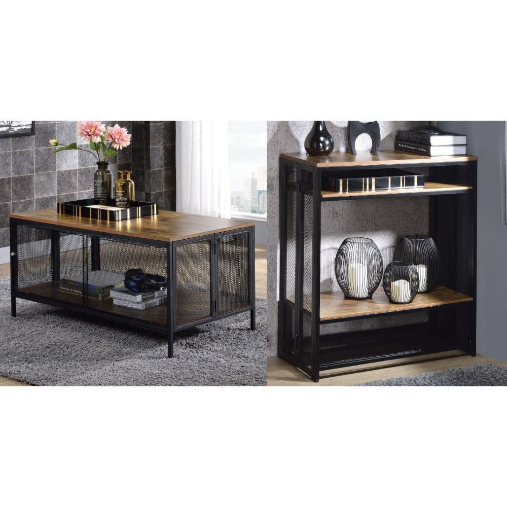 ACME Winam - Coffee Table - Antique Oak & Black | Meri Furniture