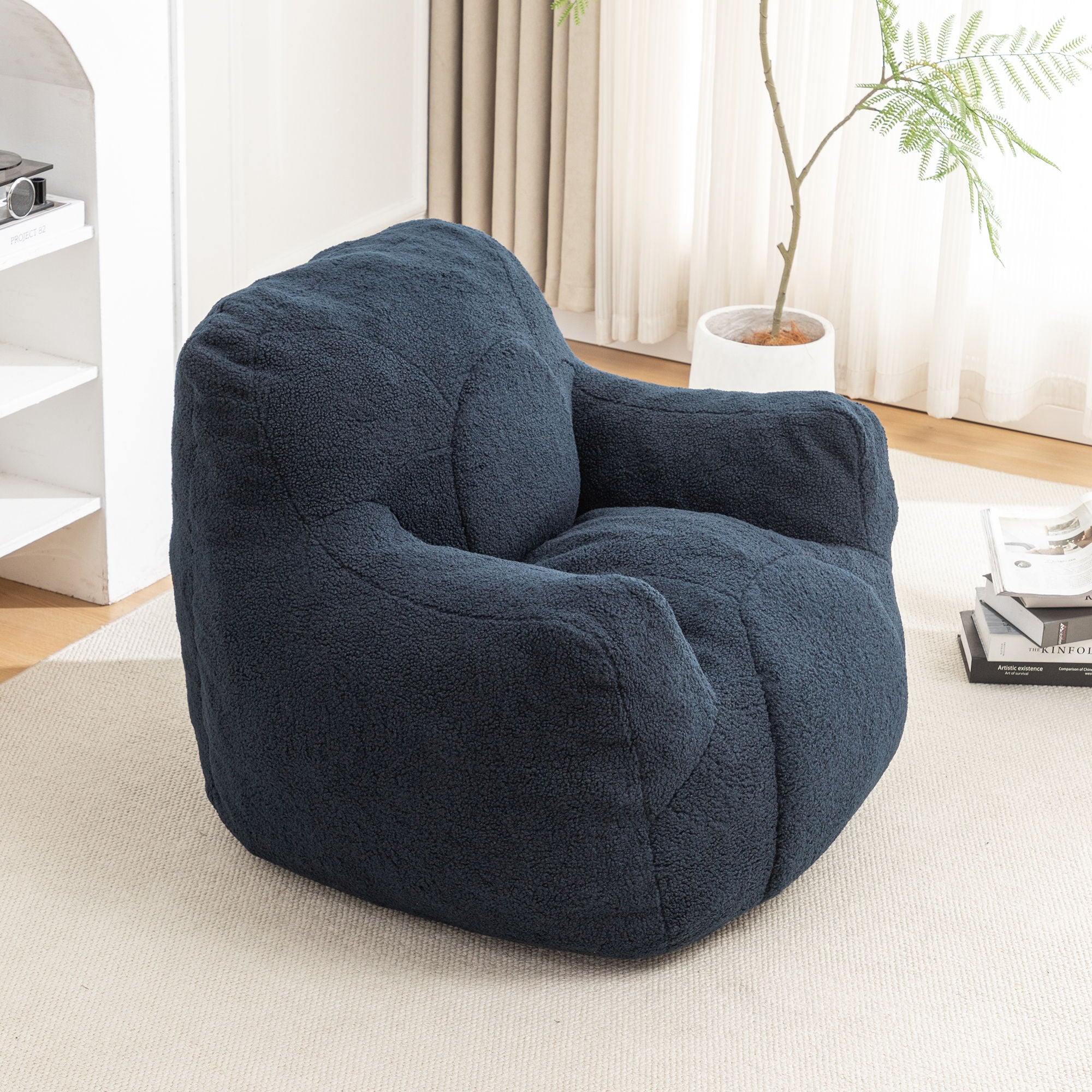 Comfy Bean Bag Chair With Filler, Fluffy And Cozy Seating