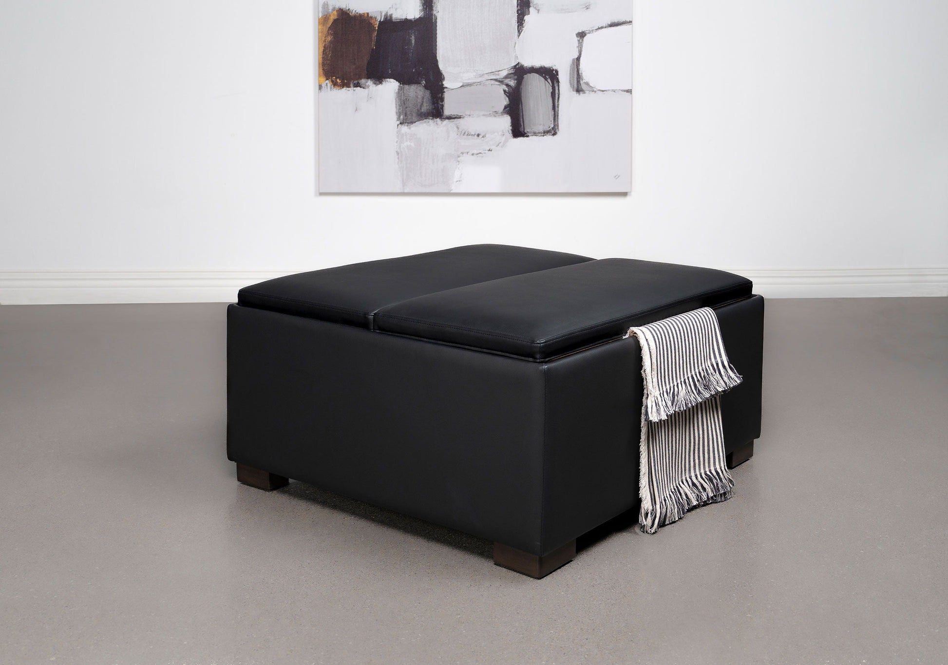 Coaster Fine Furniture Paris - Upholstered Storage Ottoman With Tray - Black | Meri Furniture