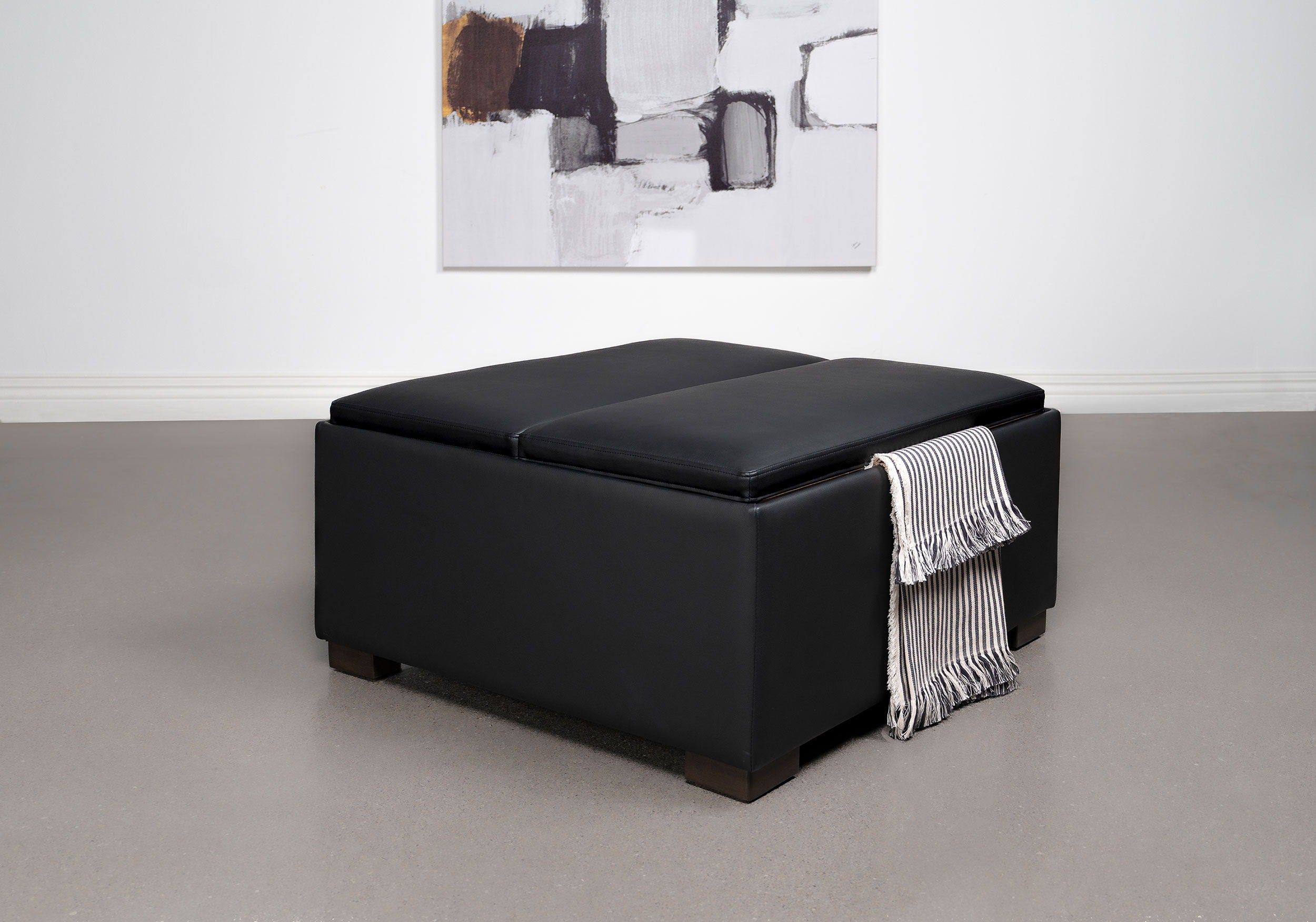 Coaster Fine Furniture Paris - Upholstered Storage Ottoman With Tray - Black | Meri Furniture