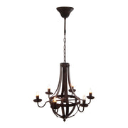 6 Light Metal Chandelier, Hanging Light Fixture With Adjustable Chain For Kitchen, Bulb Not Included - Black