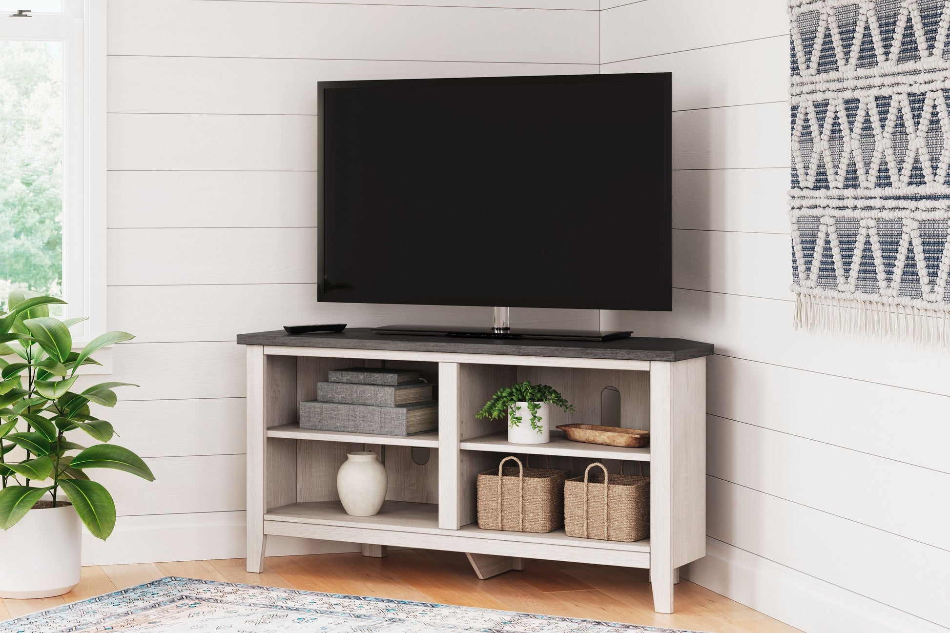 Signature Design by Ashley® Dorrinson - Two-tone - Small Corner TV Stand | Meri Furniture