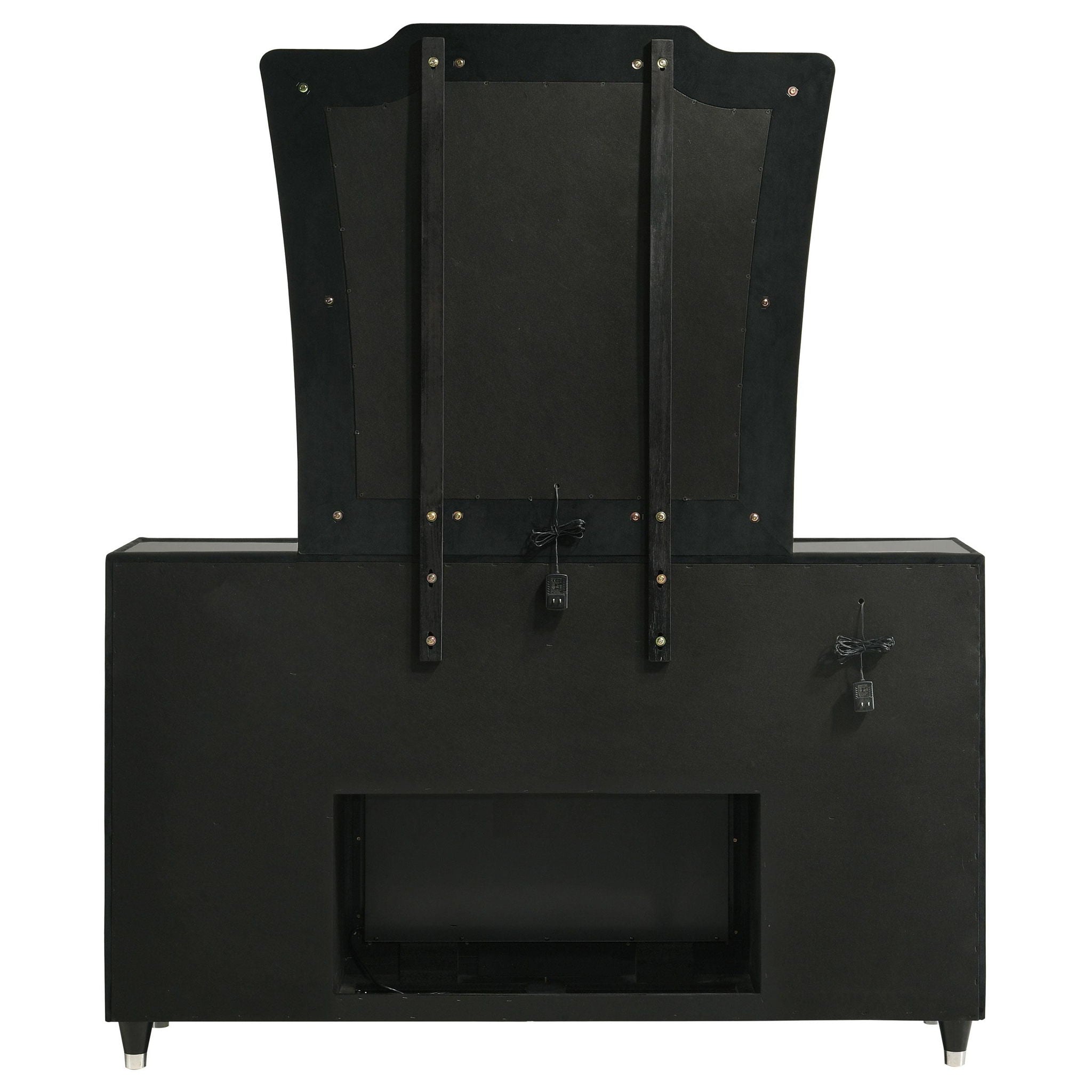 Lorient 8-drawer LED Flame Box Dresser and Mirror Black