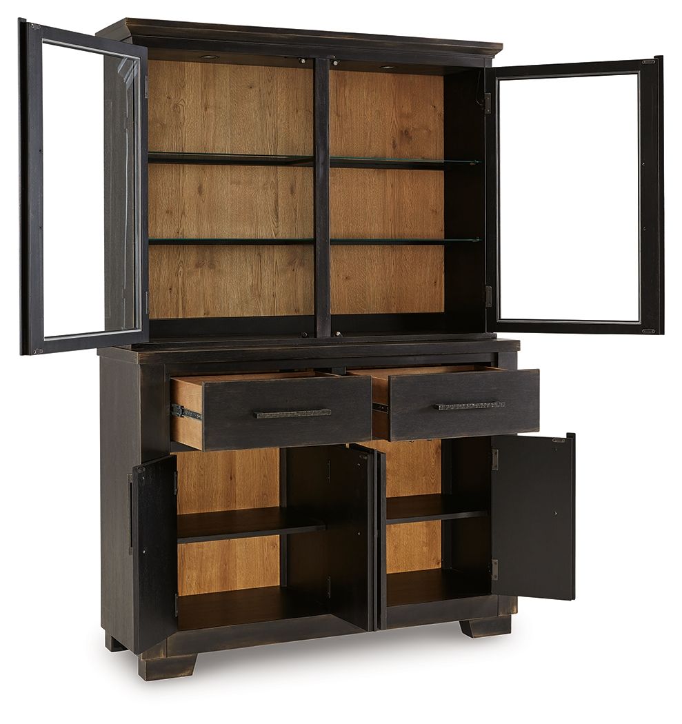 Signature Design by Ashley® Galliden - Black / Brown - Dining Buffet And Hutch | Meri Furniture
