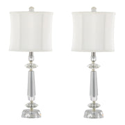 Karat - Contemporary Crystal Table Lamp (Set of 2) - Clear Crystal / Chrome / White Softback