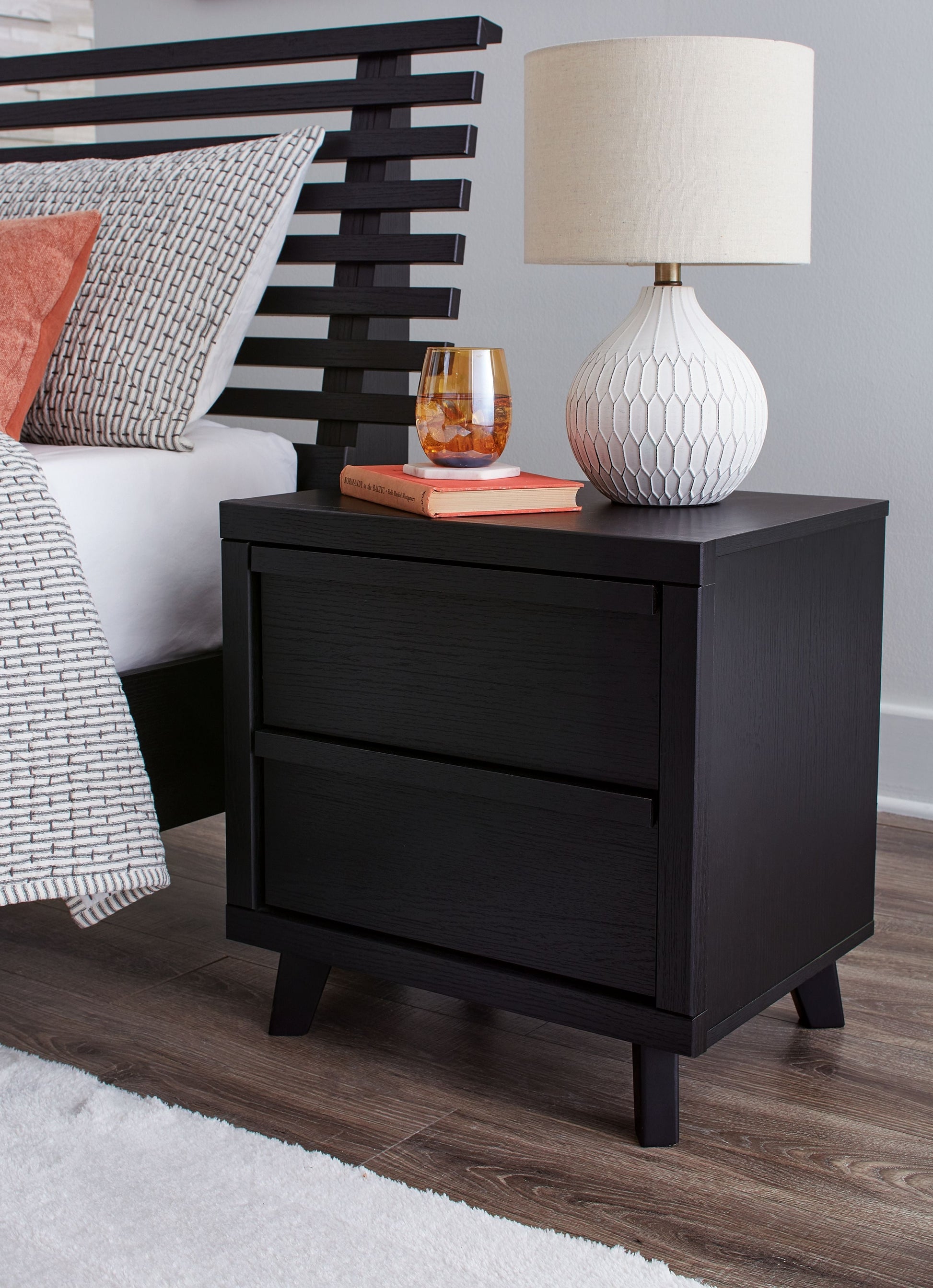 Signature Design by Ashley® Danziar - Black - Two Drawer Night Stand | Meri Furniture