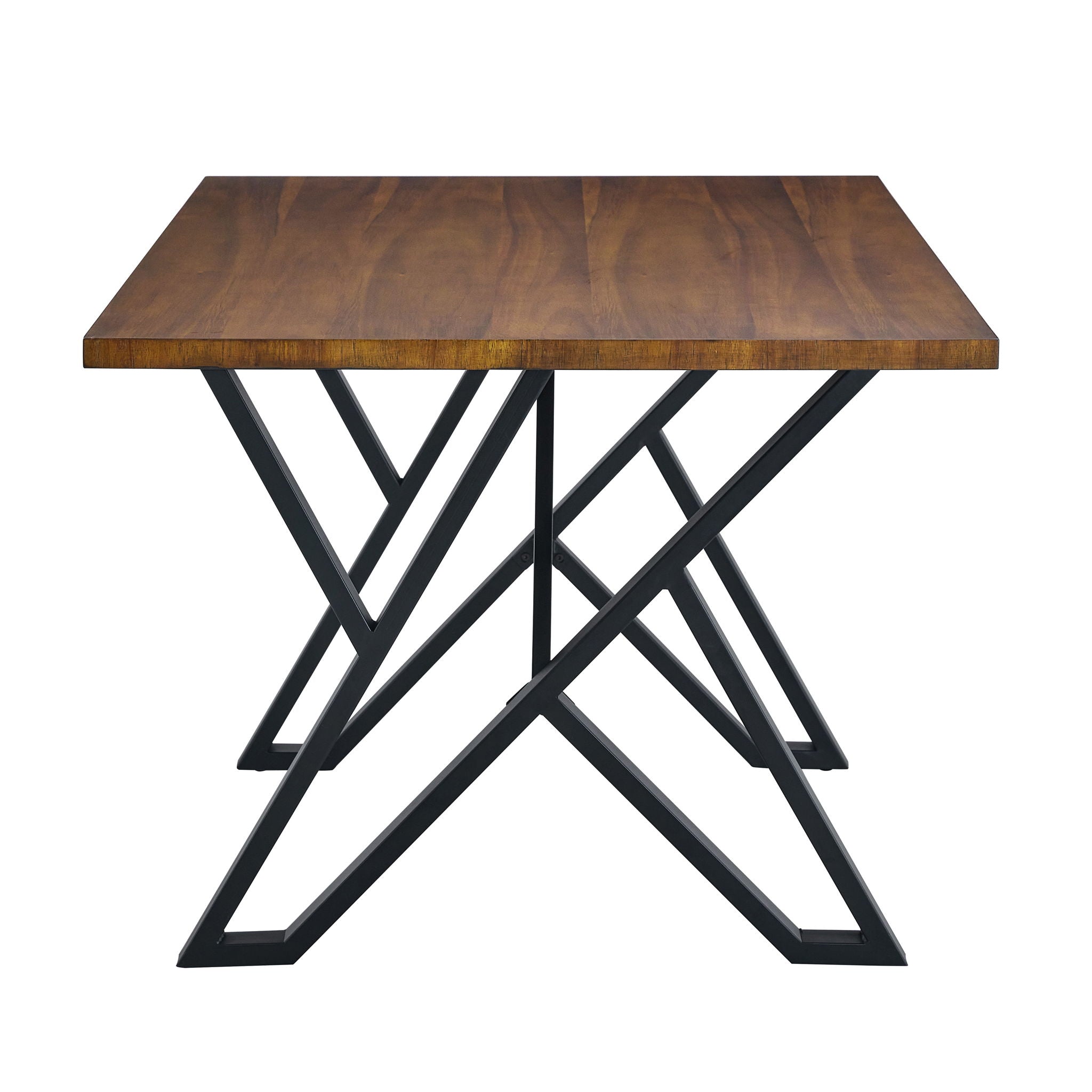 Industrial Style Indoor Dining Table With Metal Legs - Walnut / Black
