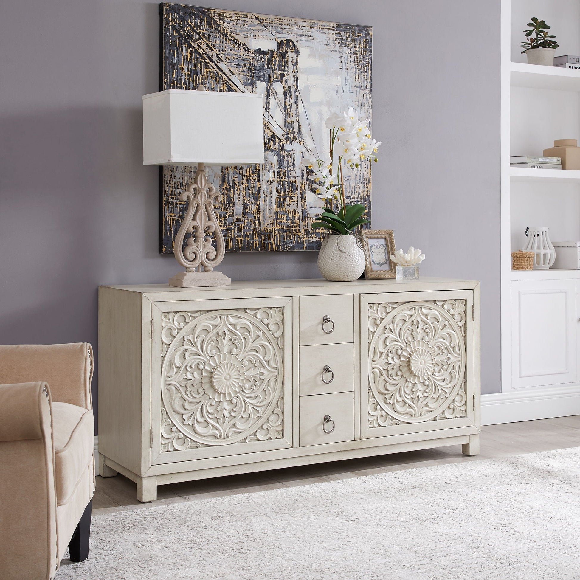 Liberty Furniture Sundance - 2 Door 3 Drawer Wood Accent Cabinet - White | Meri Furniture