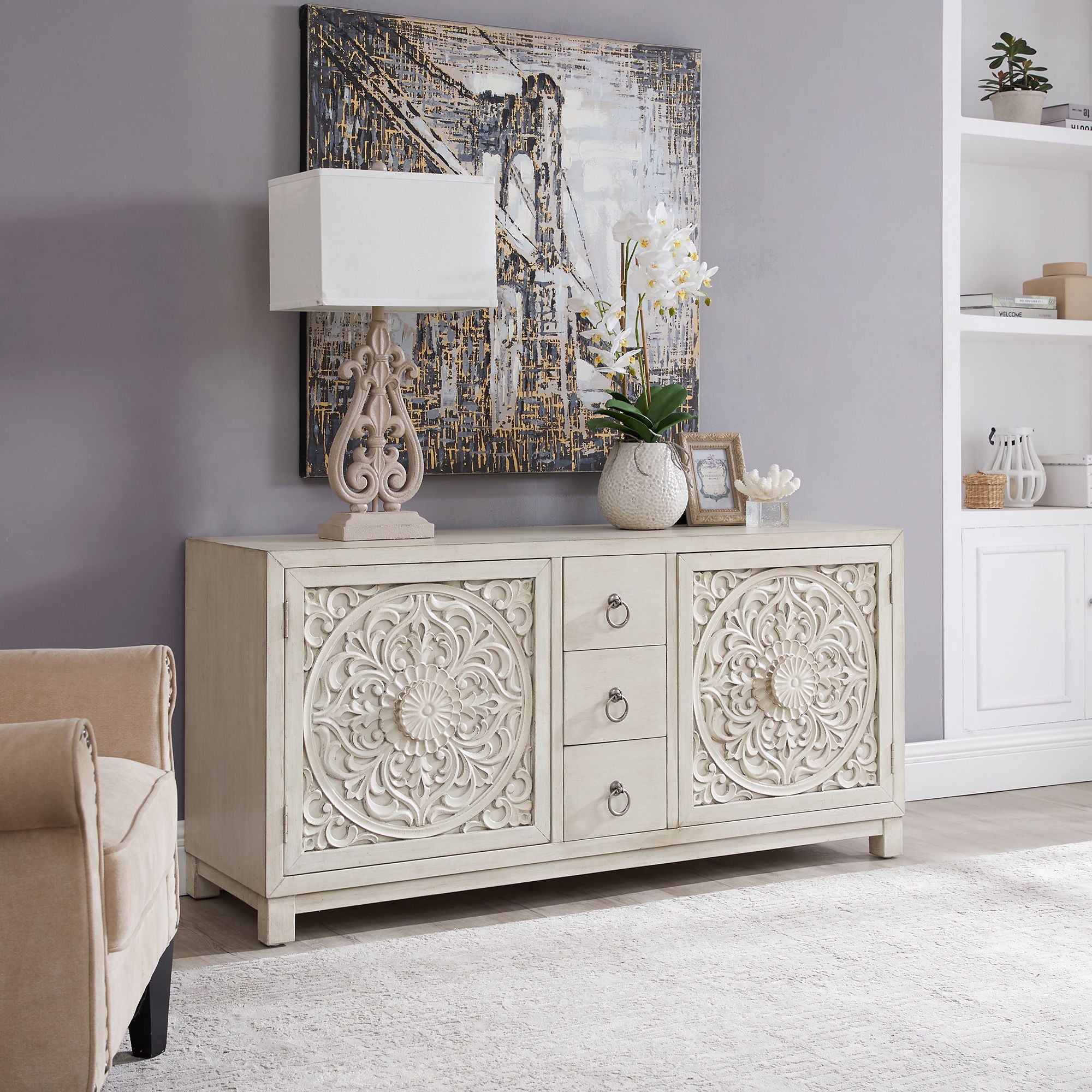 Liberty Furniture Sundance - 2 Door 3 Drawer Wood Accent Cabinet - White | Meri Furniture
