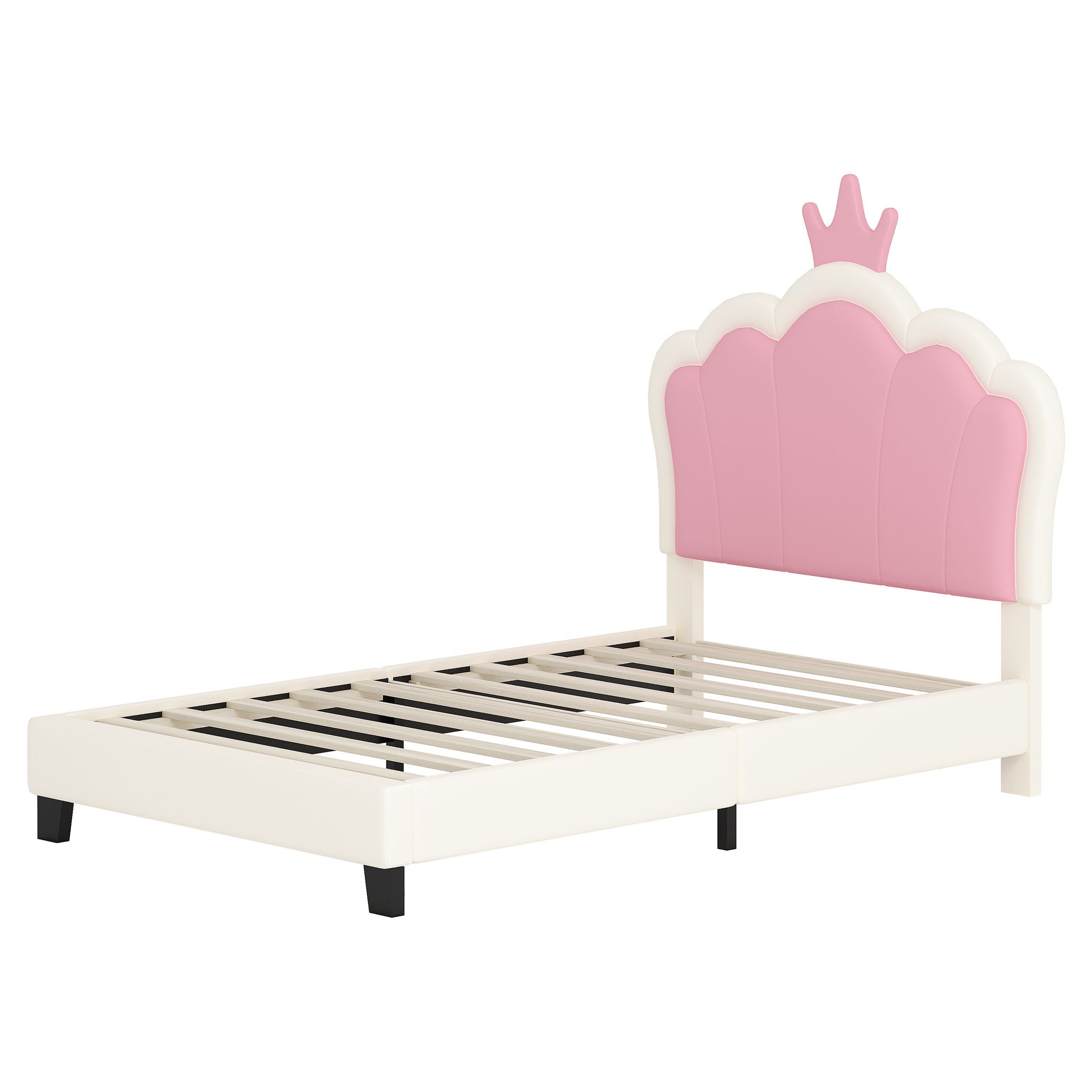 Upholstered Princess Platform Bed With Crown Headboard