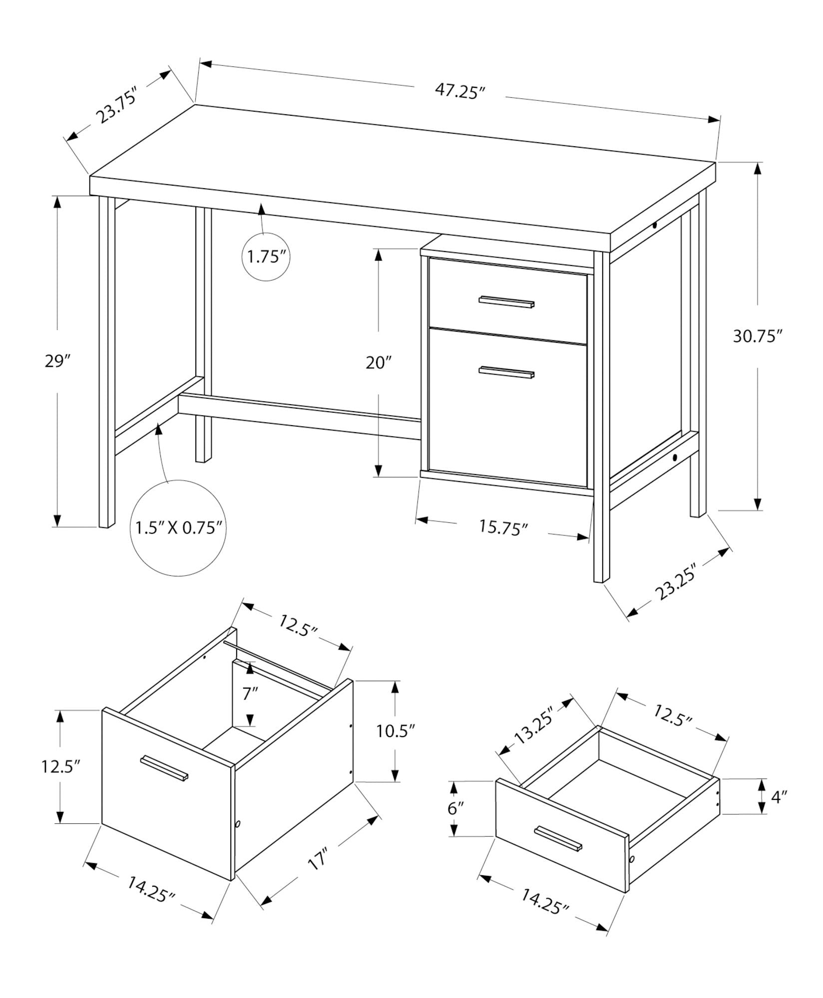 Computer Desk For Home Office, Left, Right Set - Up, Storage Drawers, Modern Design