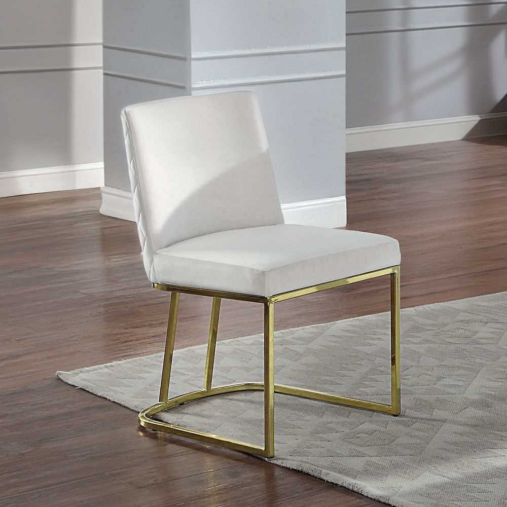 Zazie - Side Chair Set of 2) - White Velvet & Gold
