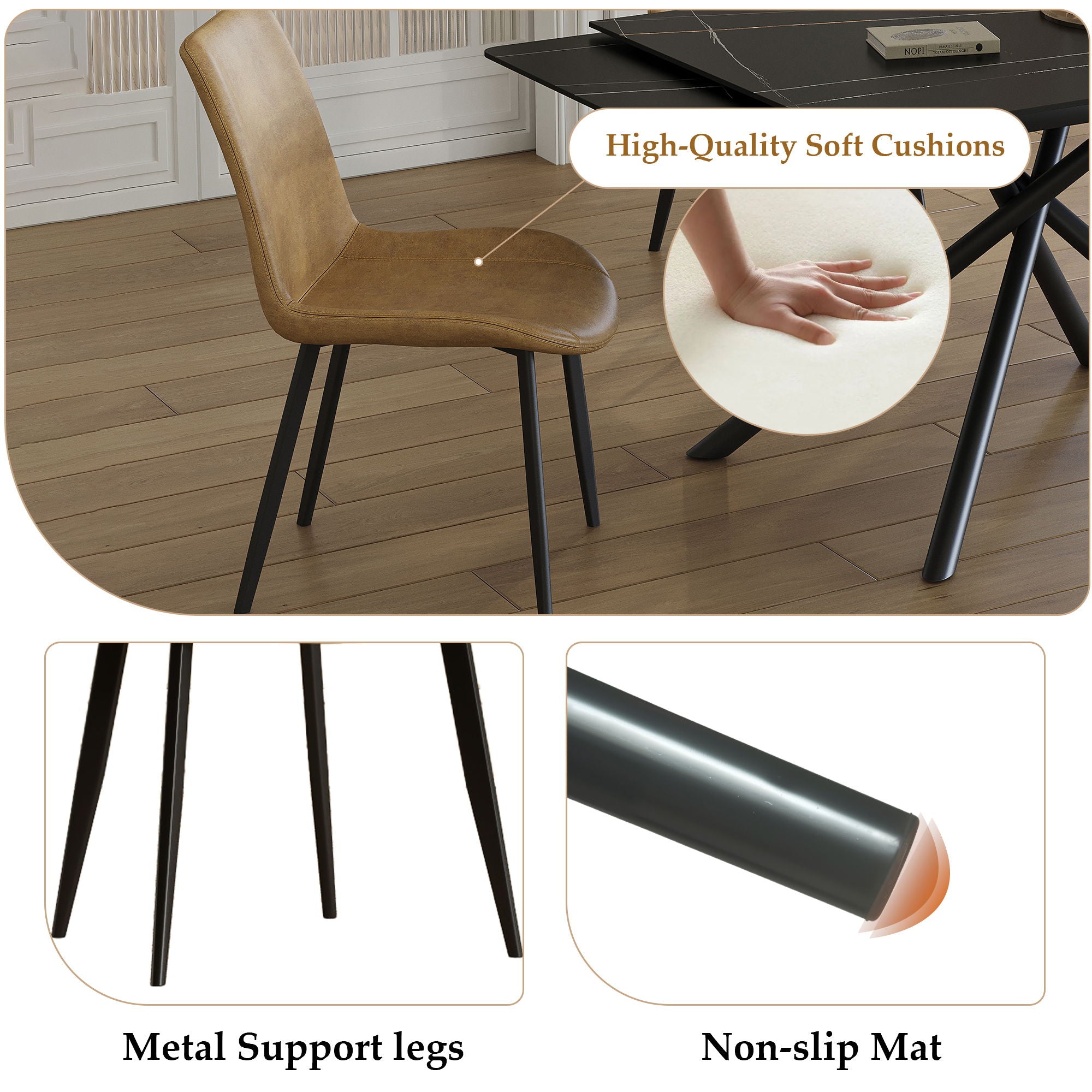 Retractable Sintered Stone Dining Table Set With Chairs