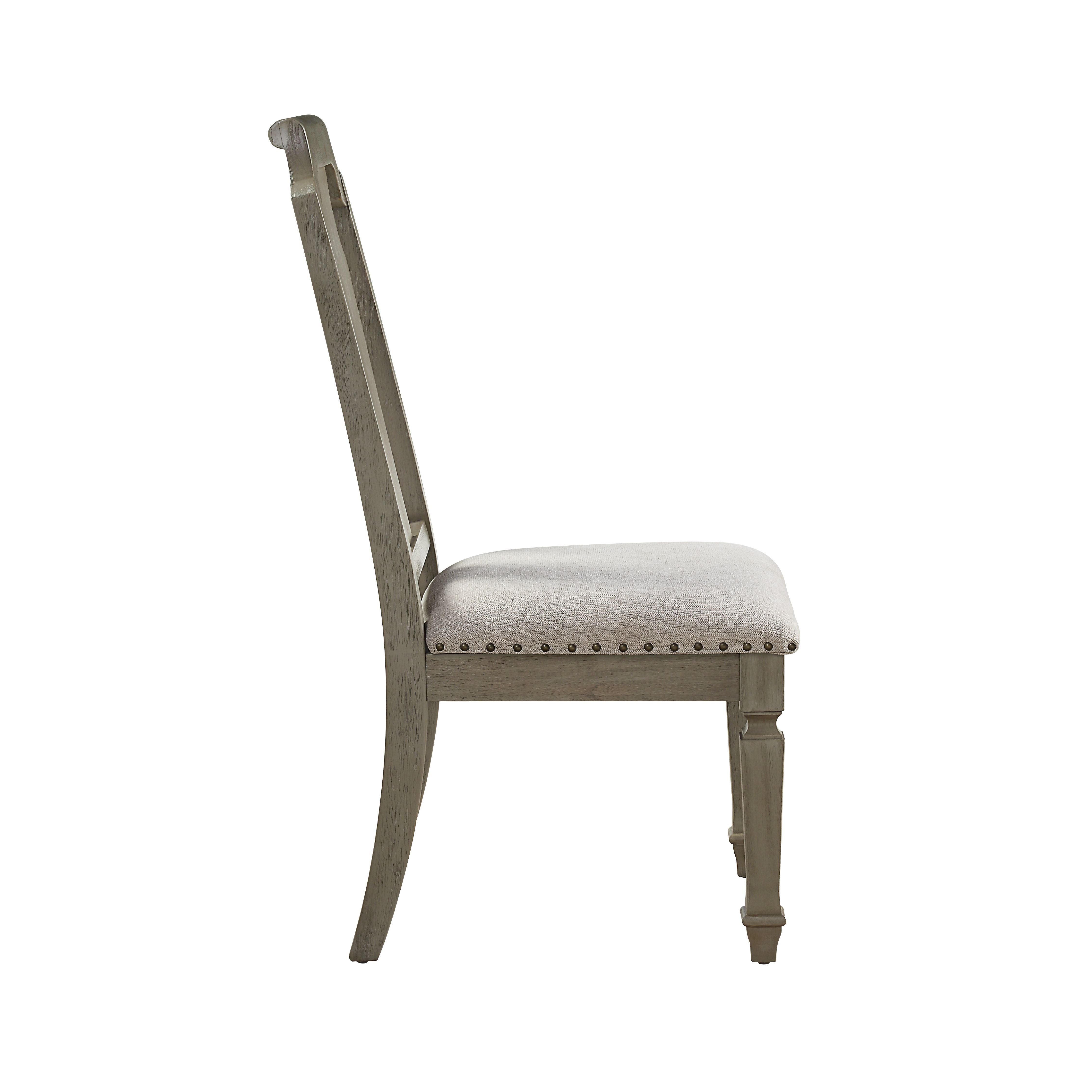 ACME Zumala - Side Chair (Set of 2) - Beige Linen & Weathered Oak Finish | Meri Furniture