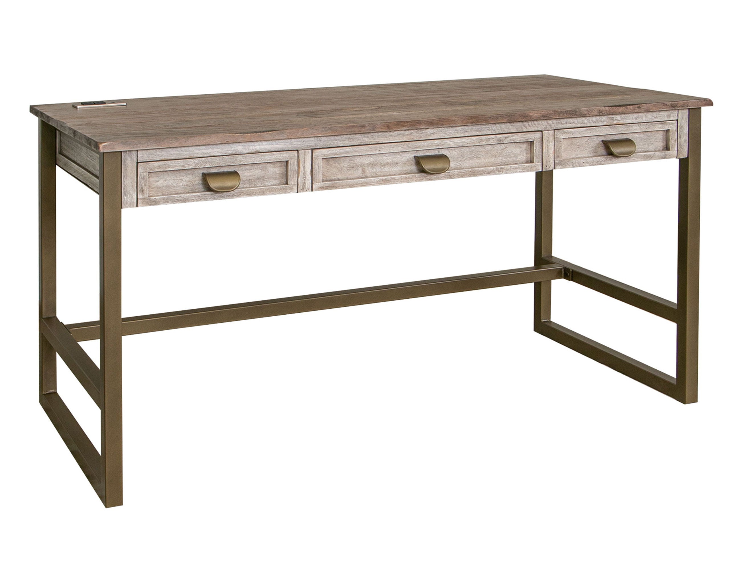 International Furniture Direct Sahara - Desk - Light Cream / Brown Caramel | Meri Furniture