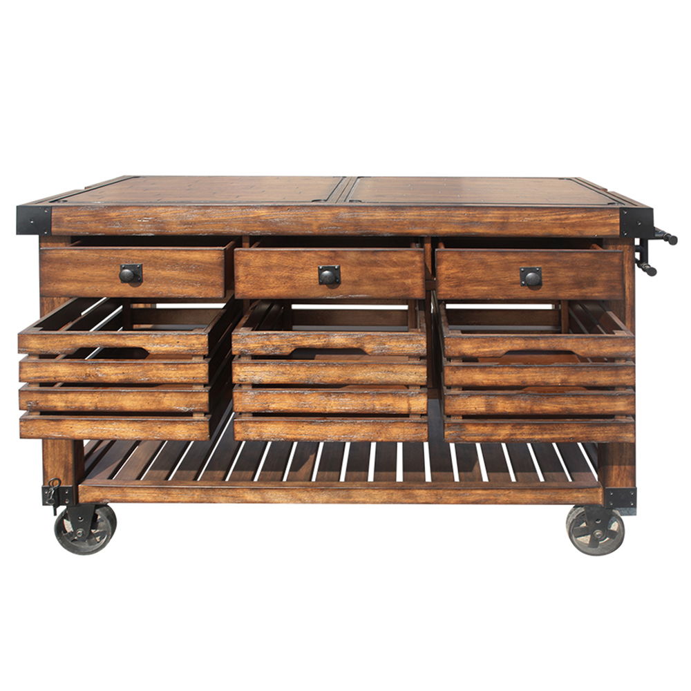 Kaif - Kitchen Cart - Distressed Chestnut
