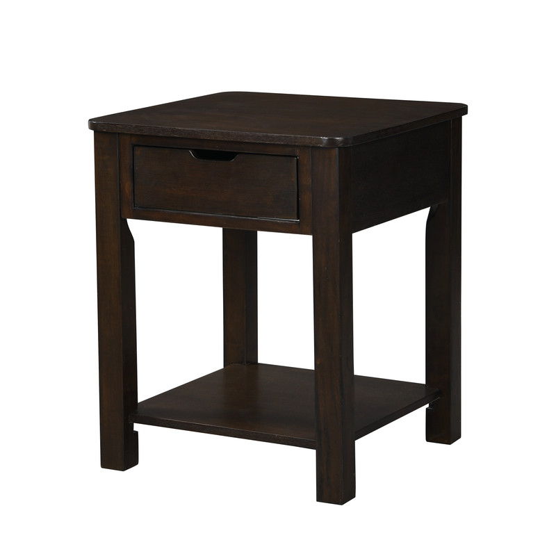 Flora 20"W Dark Brown MDF End Table with Drawer