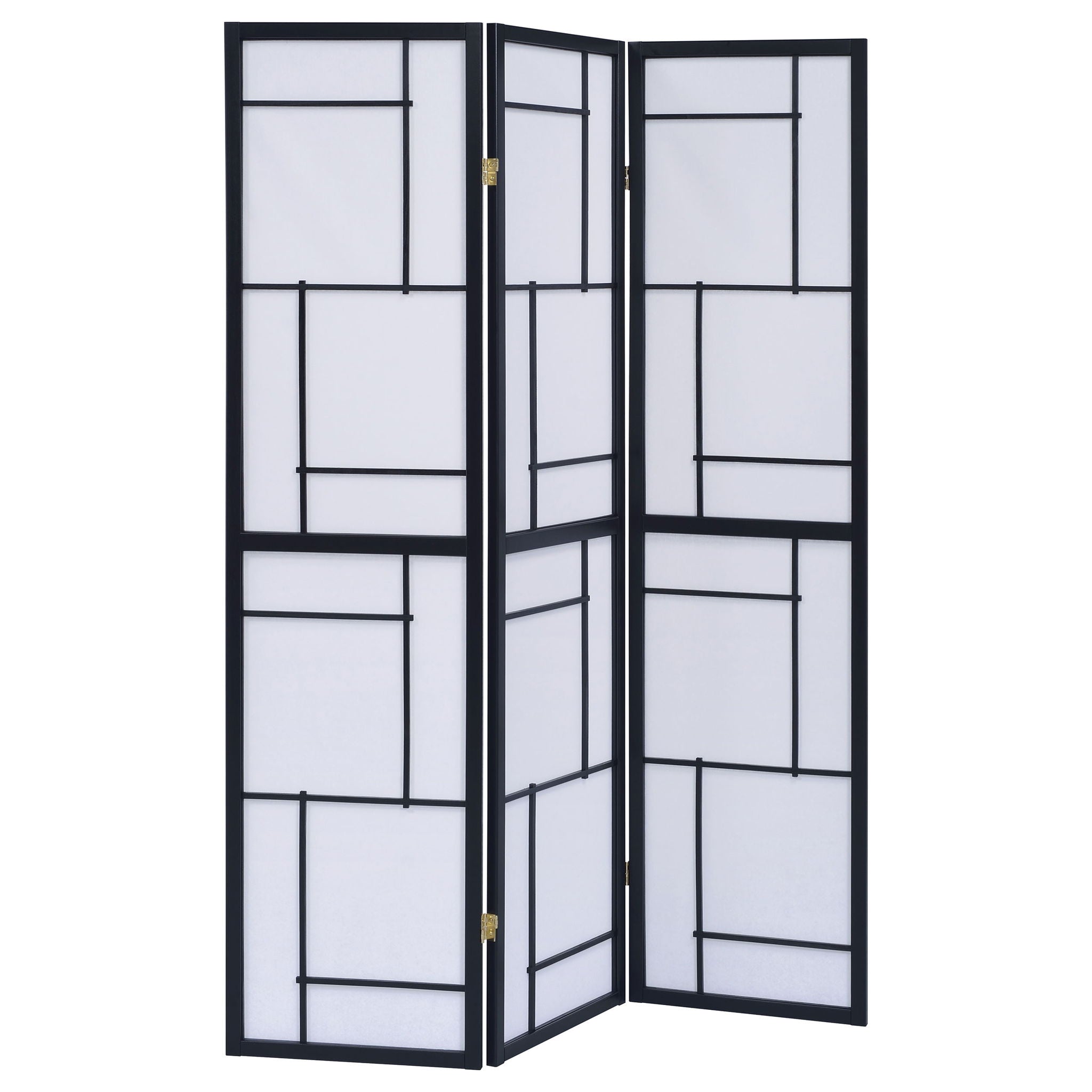 Reese - 3 Panel Room Divider Folding Shoji Screen With Accents - Beige / White
