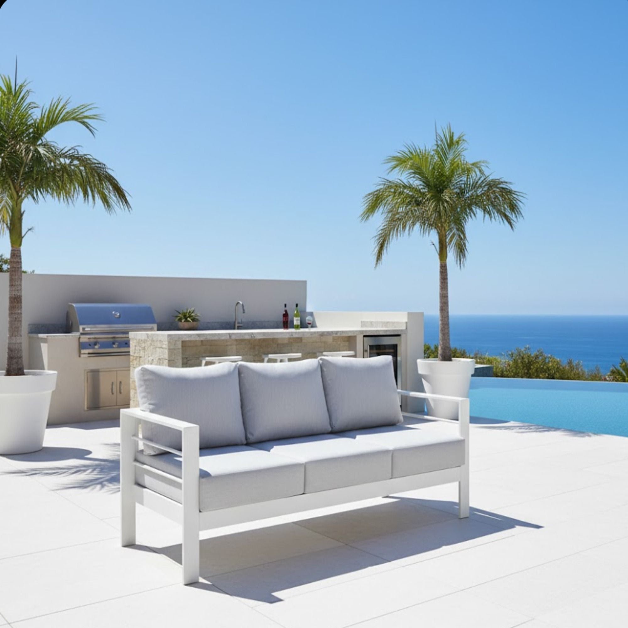 All-Weather Patio Sofa & Cushions, 3 Seat Outdoor Couch