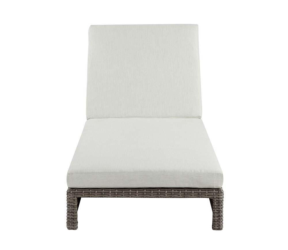 ACME Salena - Patio Lounge Chair - Beige Fabric & Gray Finish - 8" | Meri Furniture
