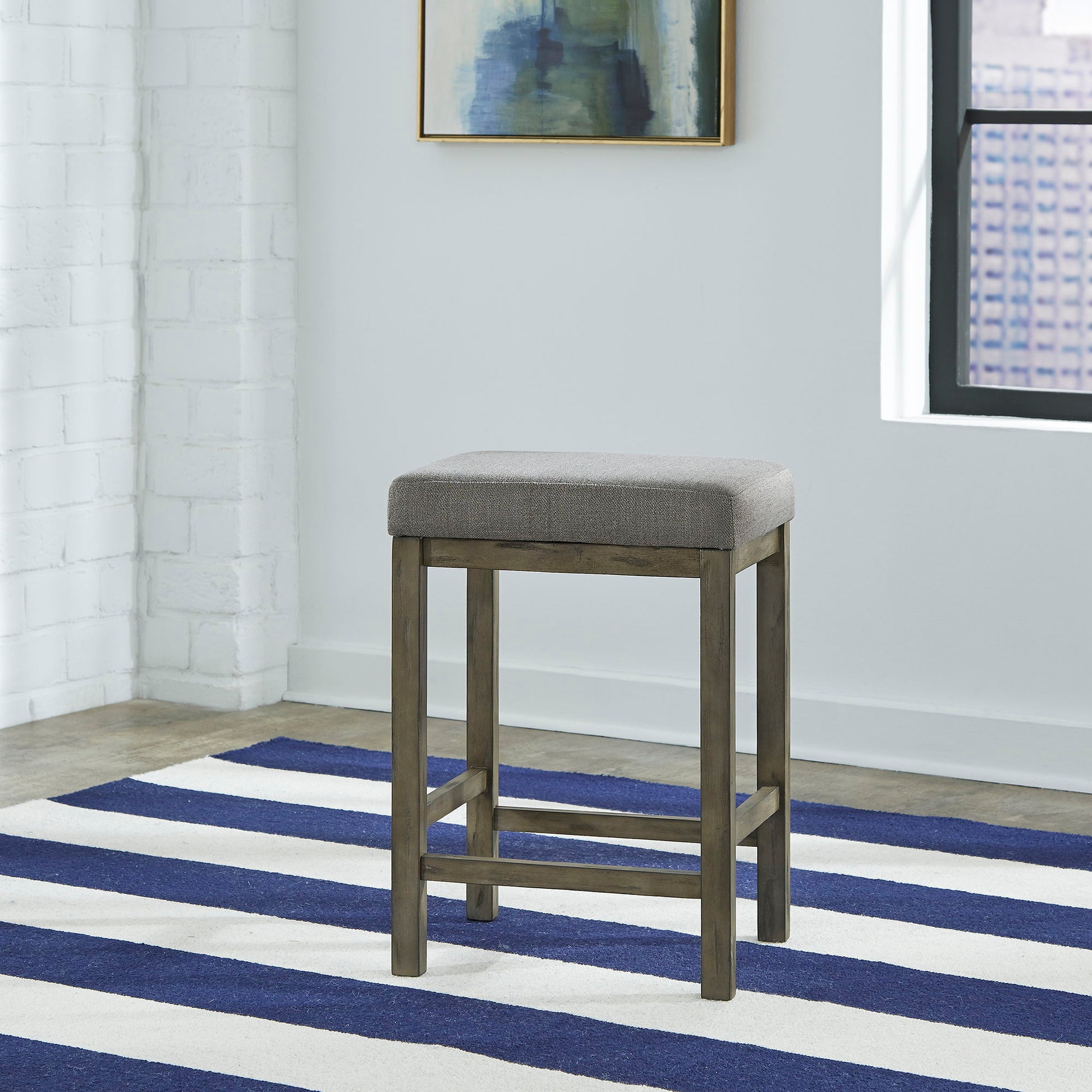 Liberty Furniture Hayden Way - Upholstered Console Stool - Washed Gray | Meri Furniture