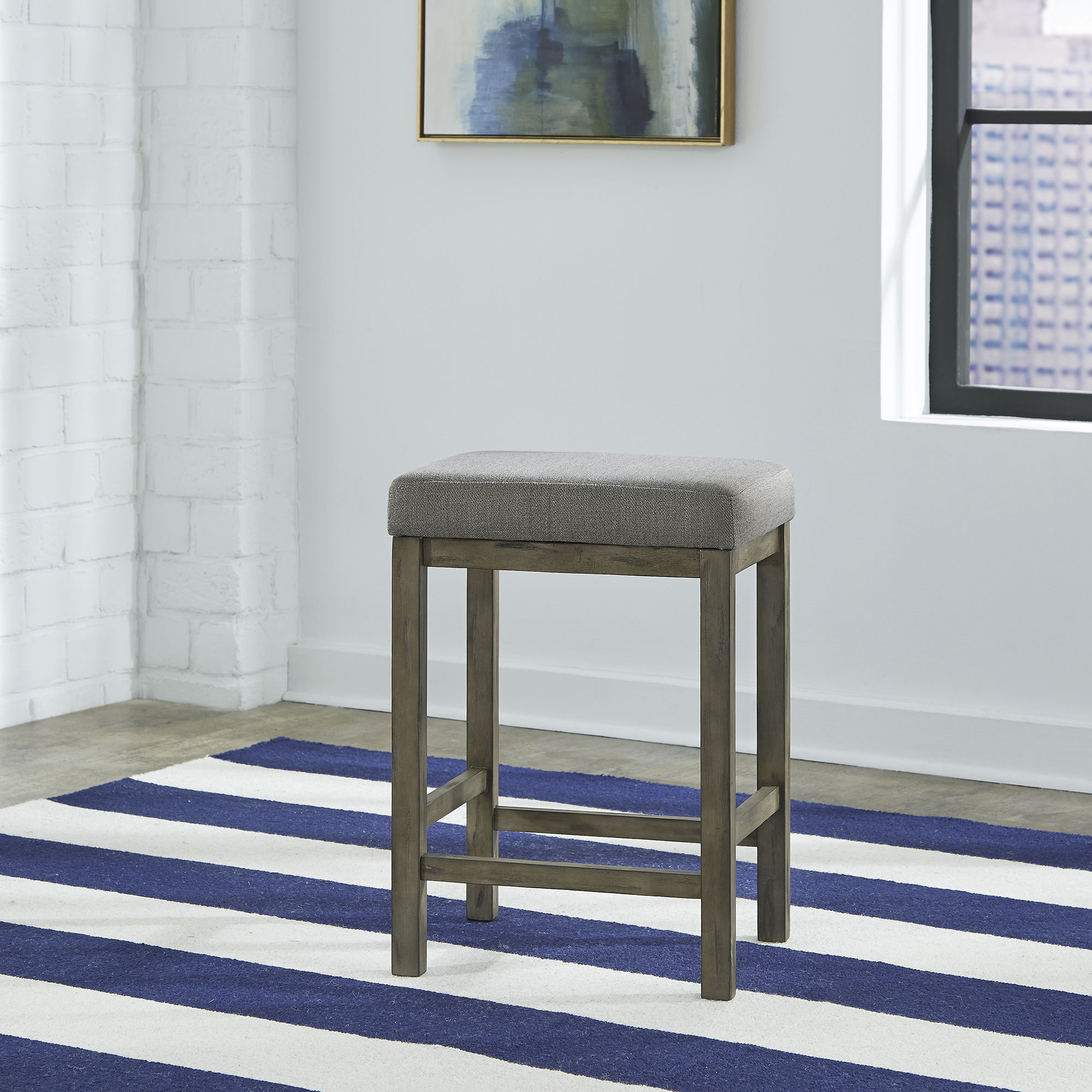 Liberty Furniture Hayden Way - Upholstered Console Stool - Washed Gray | Meri Furniture