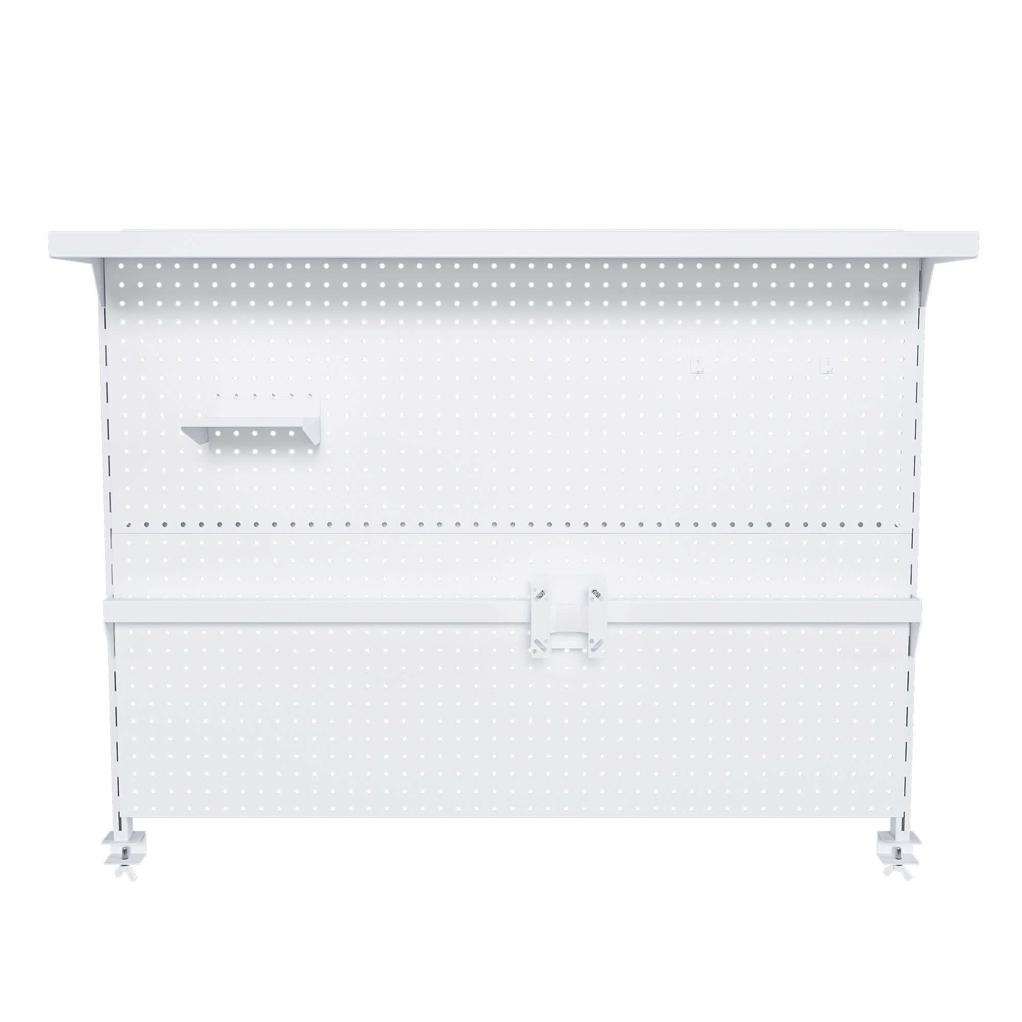 Clamp On Desk Pegboard With Single Monitor Stand