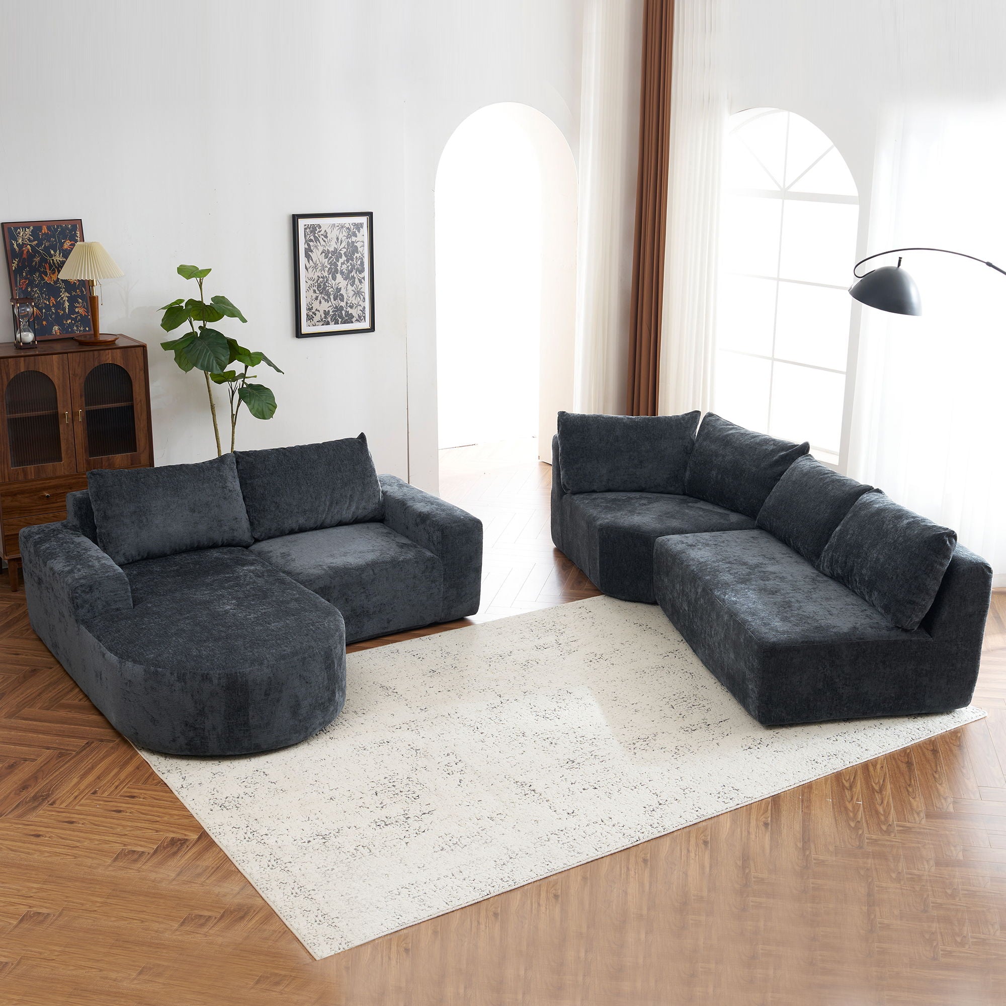 U-Shaped Oversized Modular Cloud Sectional Sofa With Deep Seat For Living Room