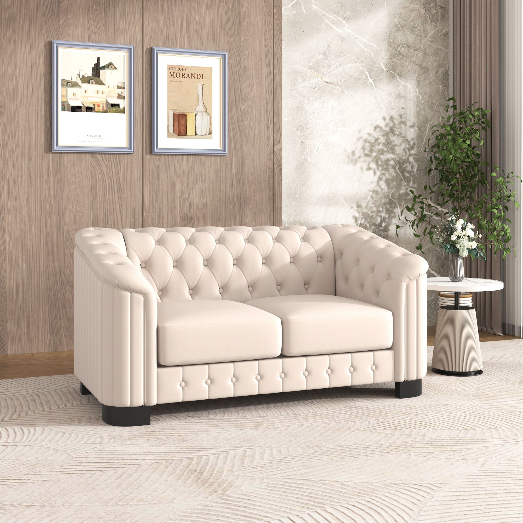 Upholstered Loveseat Sofa With Thick Removable Seat Cushion
