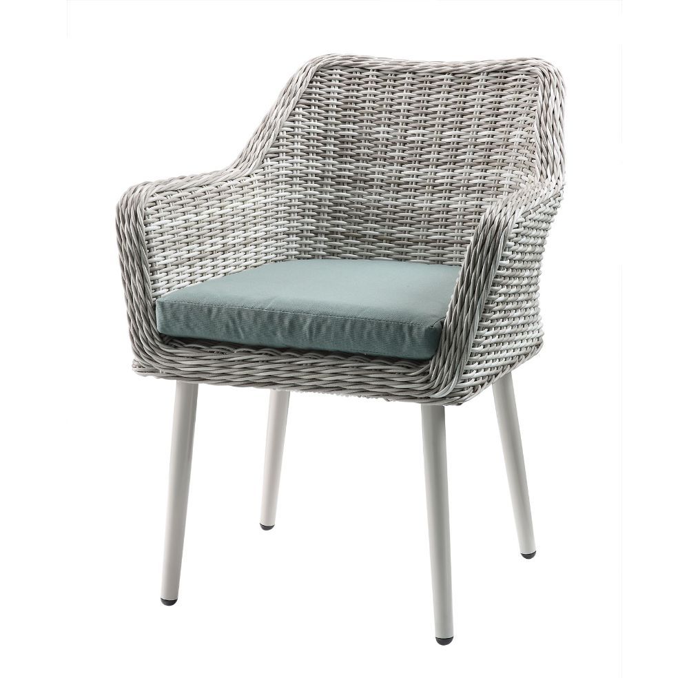 ACME Tashay - Patio Bistro Set - Green Fabric & Beige Wicker | Meri Furniture