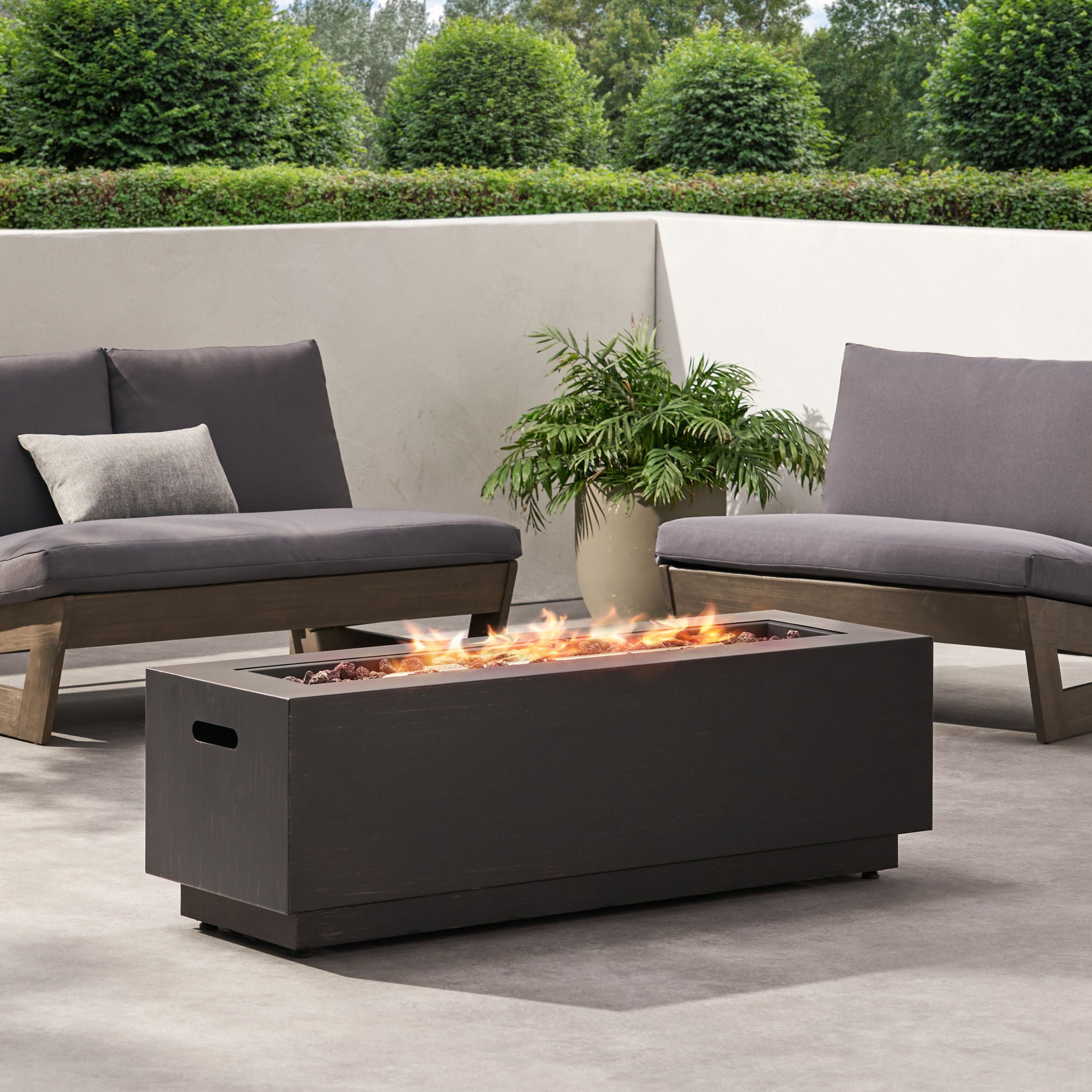 Modern Rectangular Iron Fire Pit 50,000 Btu