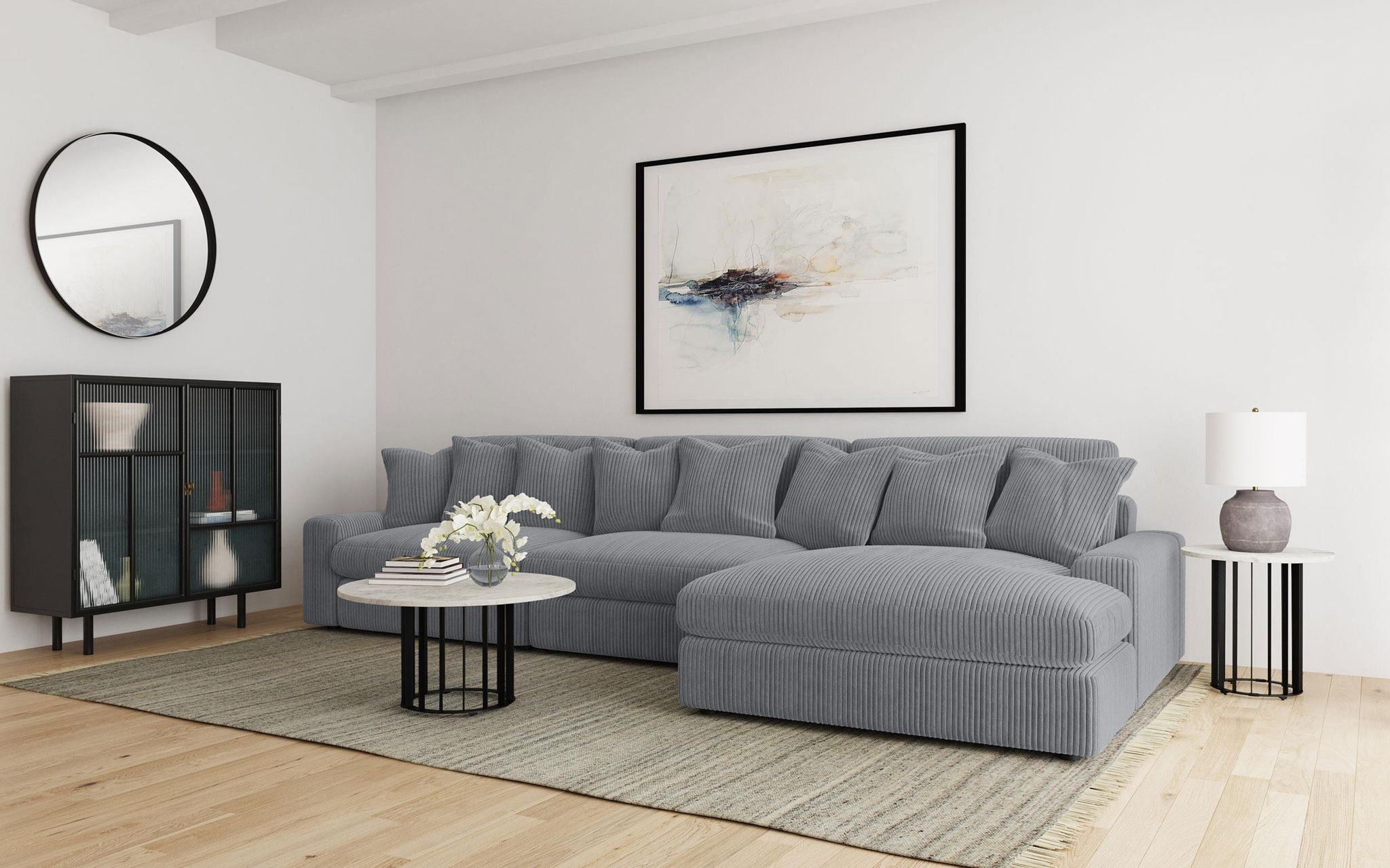 Blaine Upholstered Armless Chair Fog