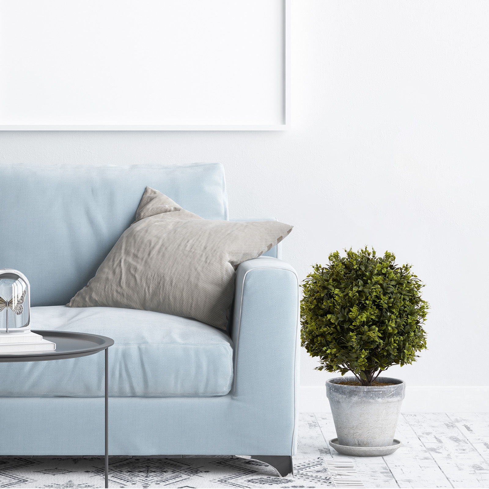 Artificial Ball Topiary Tree Decoration In Pot (Set of 2) - Green