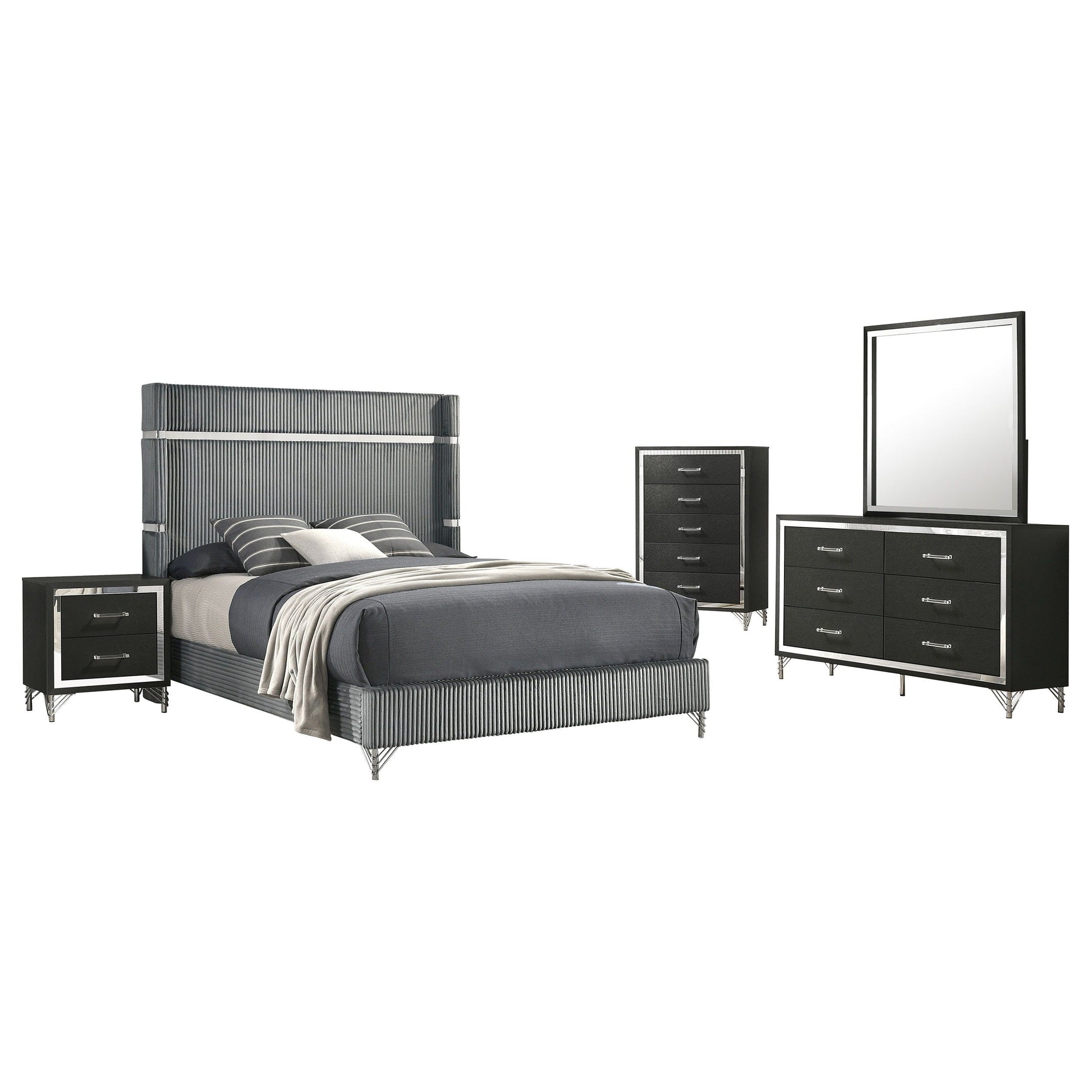 Coaster Fine Furniture Lucia - Bedroom Set With Upholstered Wingback Panel Bed | Meri Furniture