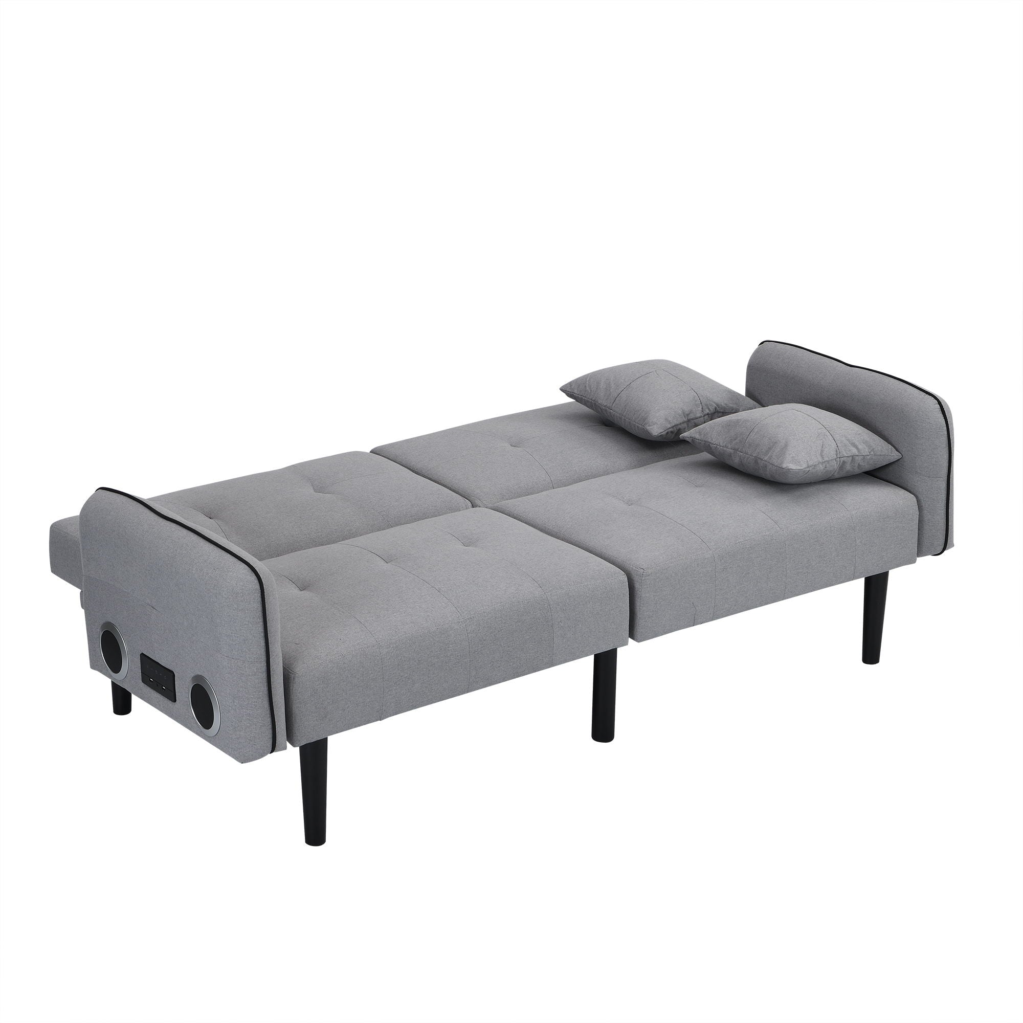 Modern Folding Ottoman Sofa Bed With Stereo System - Gray
