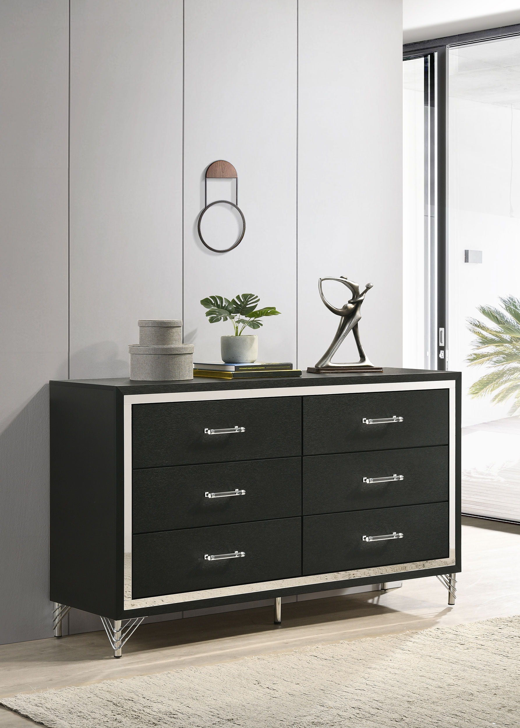 Coaster Fine Furniture Lucia - 6-Drawer Dresser Cabinet - Black | Meri Furniture