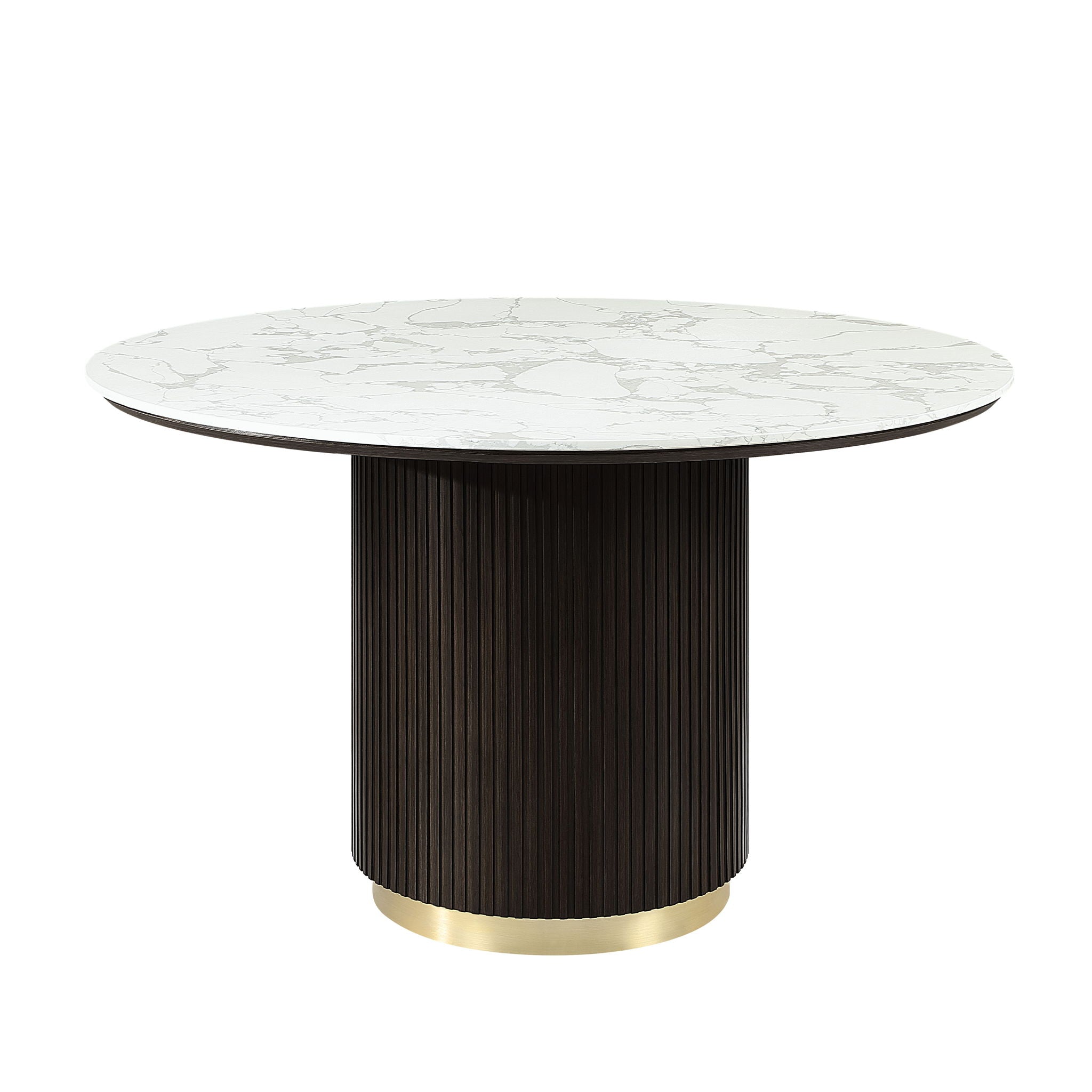 Clayten - Around Dining Table - Marble / Espresso