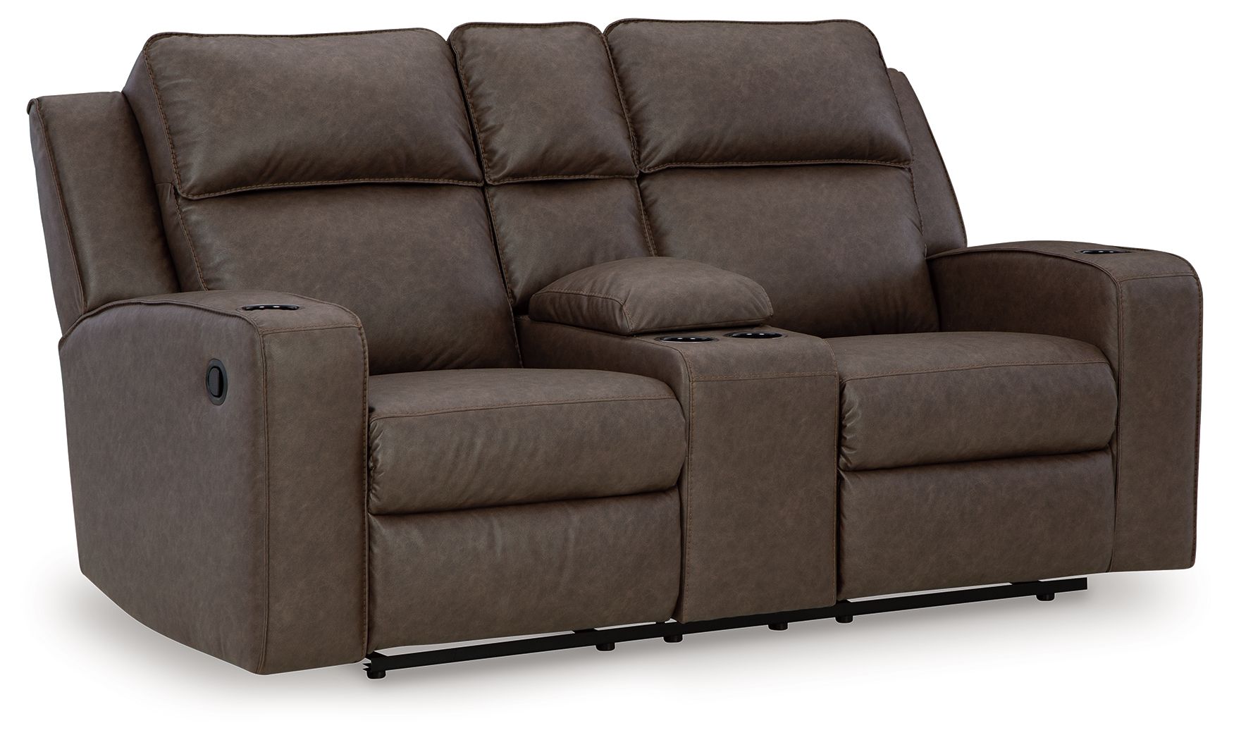 Signature Design by Ashley® Lavenhorne - Granite - Dbl Rec Loveseat W/Console | Meri Furniture