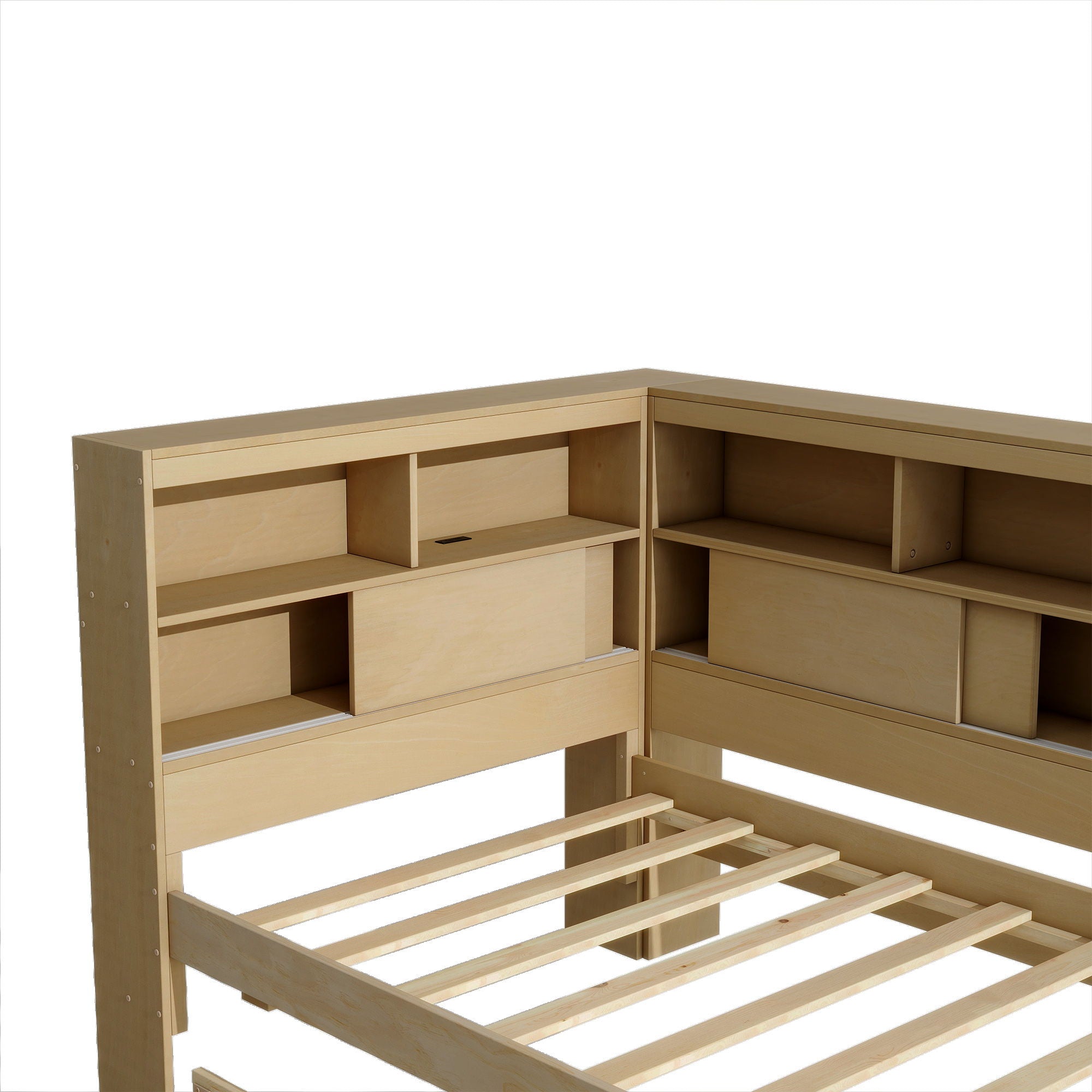 Daybed With Storage Shelves, USB Charging, And Trundle Bed