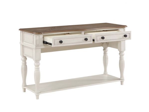 ACME Florian - Sofa Table - Oak & Antique White Finish | Meri Furniture