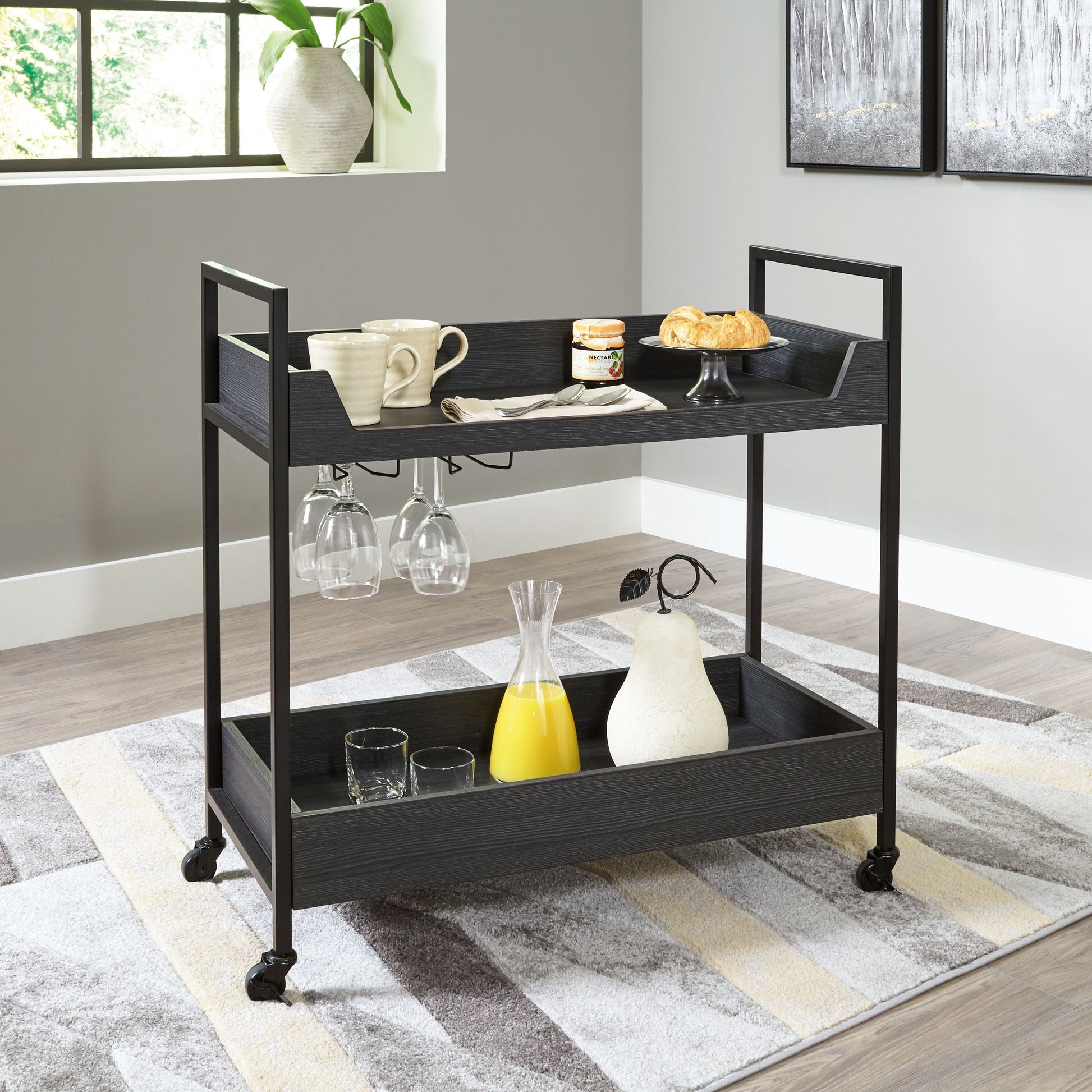Signature Design by Ashley® Yarlow - Black / Gray - Bar Cart | Meri Furniture